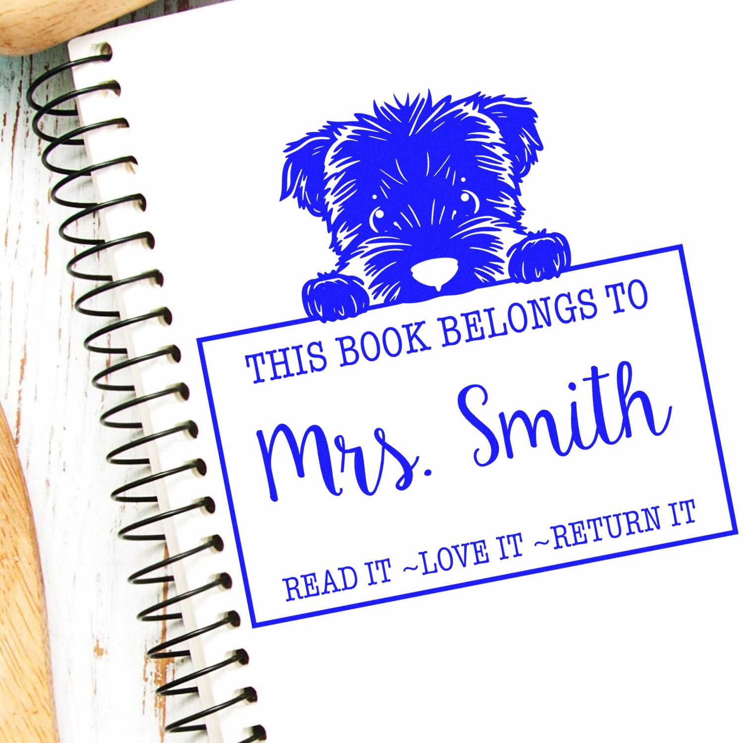 Cute Self-Inking Bouvier Des Flandres Personalizable Read It Love It Return It Custom Stamp - Engineer Seal Stamps