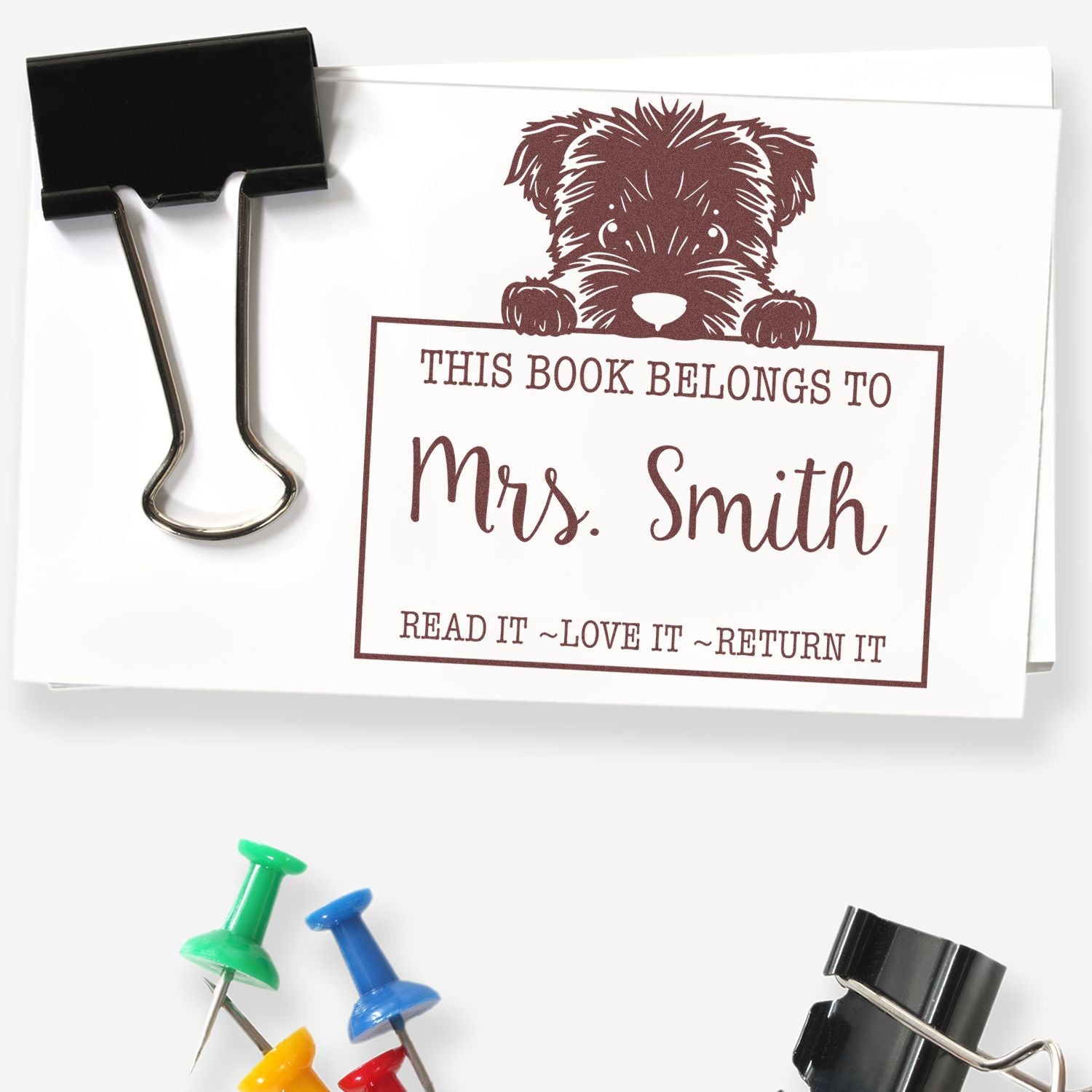 Cute Self-Inking Bouvier Des Flandres Personalizable Read It Love It Return It Custom Stamp - Engineer Seal Stamps