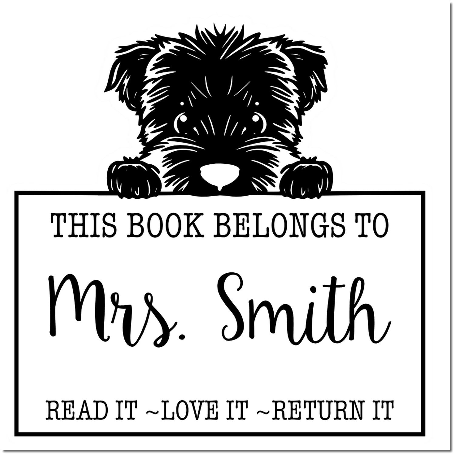 Cute Self-Inking Bouvier Des Flandres Personalizable Read It Love It Return It Custom Stamp - Engineer Seal Stamps