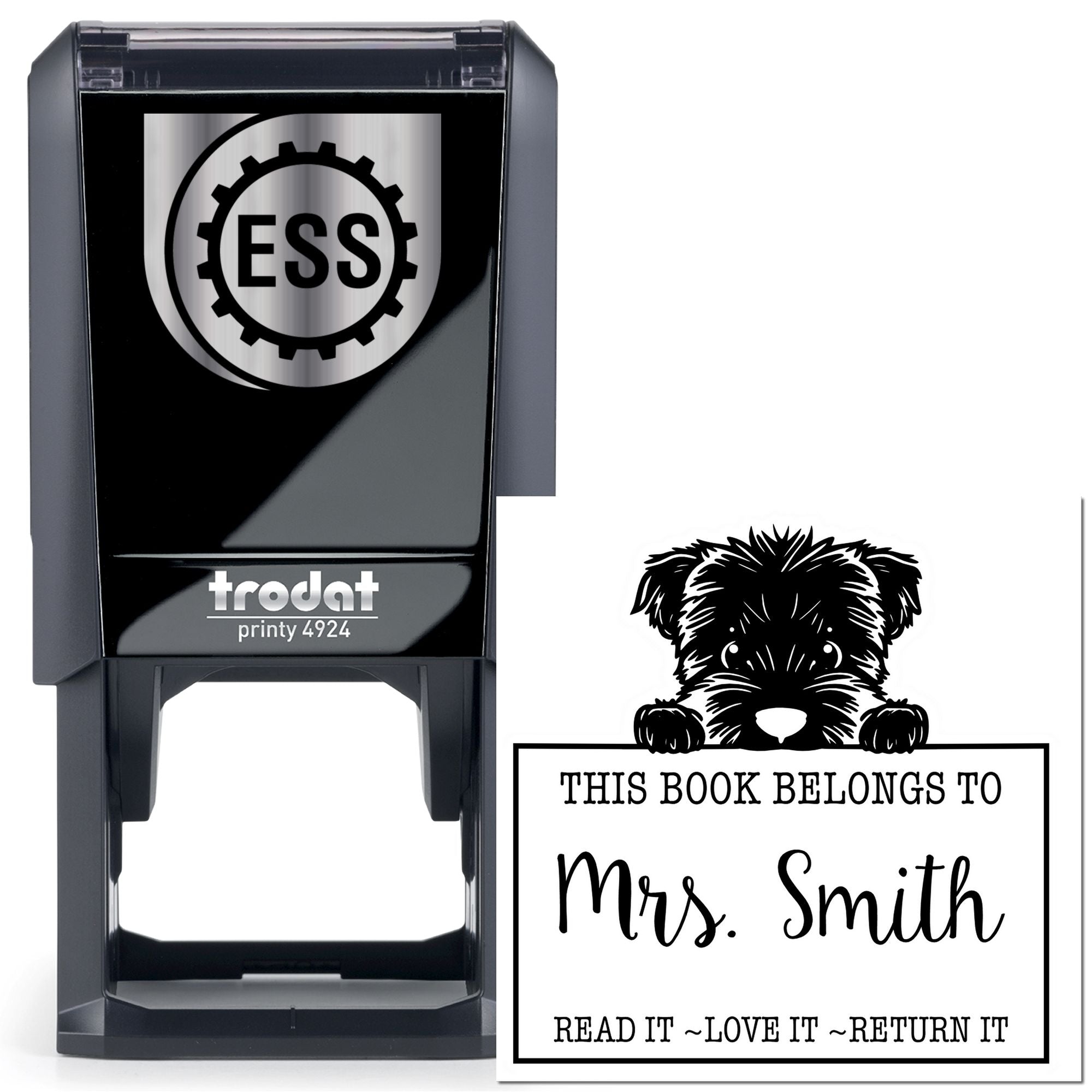Cute Self-Inking Bouvier Des Flandres Personalizable Read It Love It Return It Custom Stamp - Engineer Seal Stamps