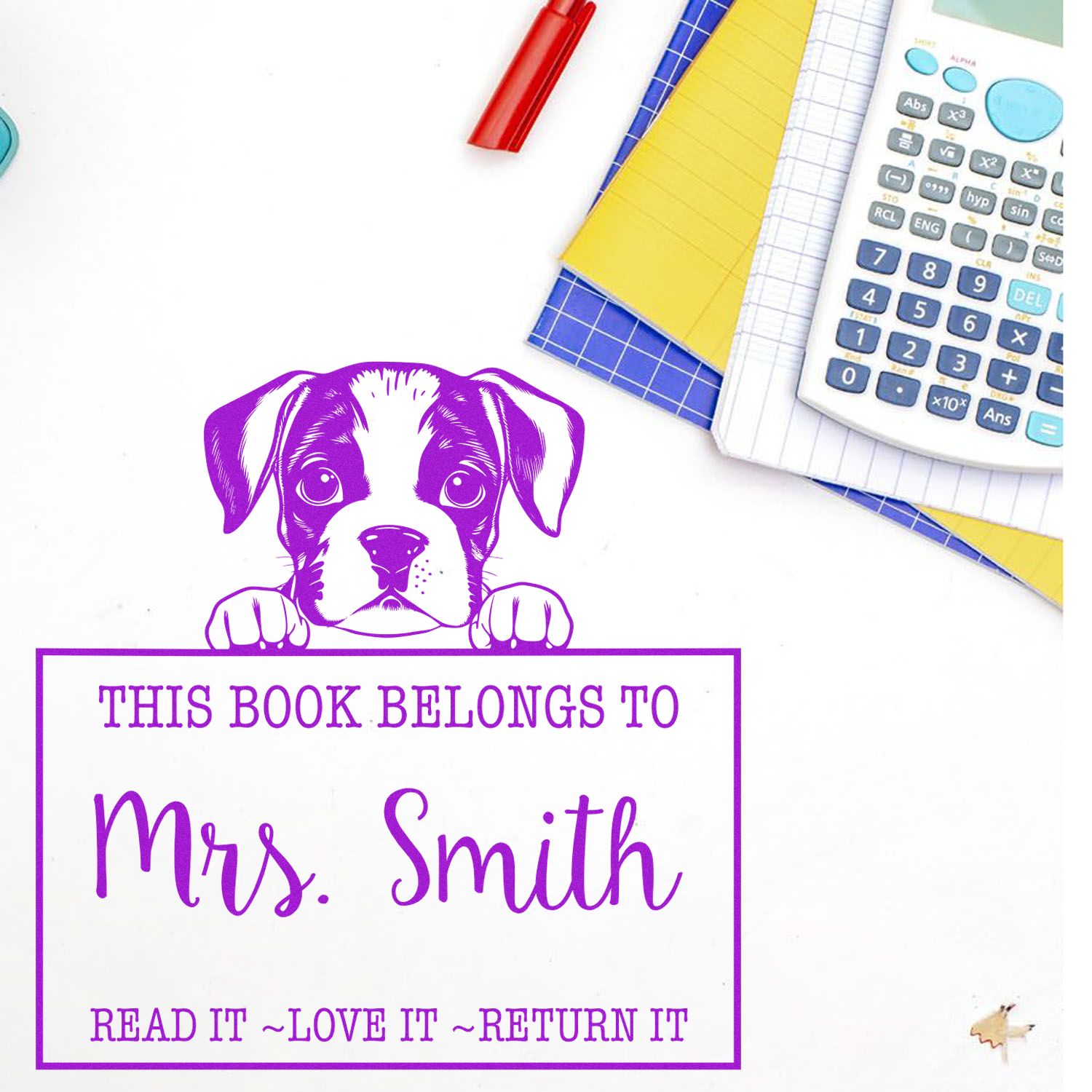 Cute Self-Inking Boxer Personalizable Read It Love It Return It Customizable Stamp - Engineer Seal Stamps