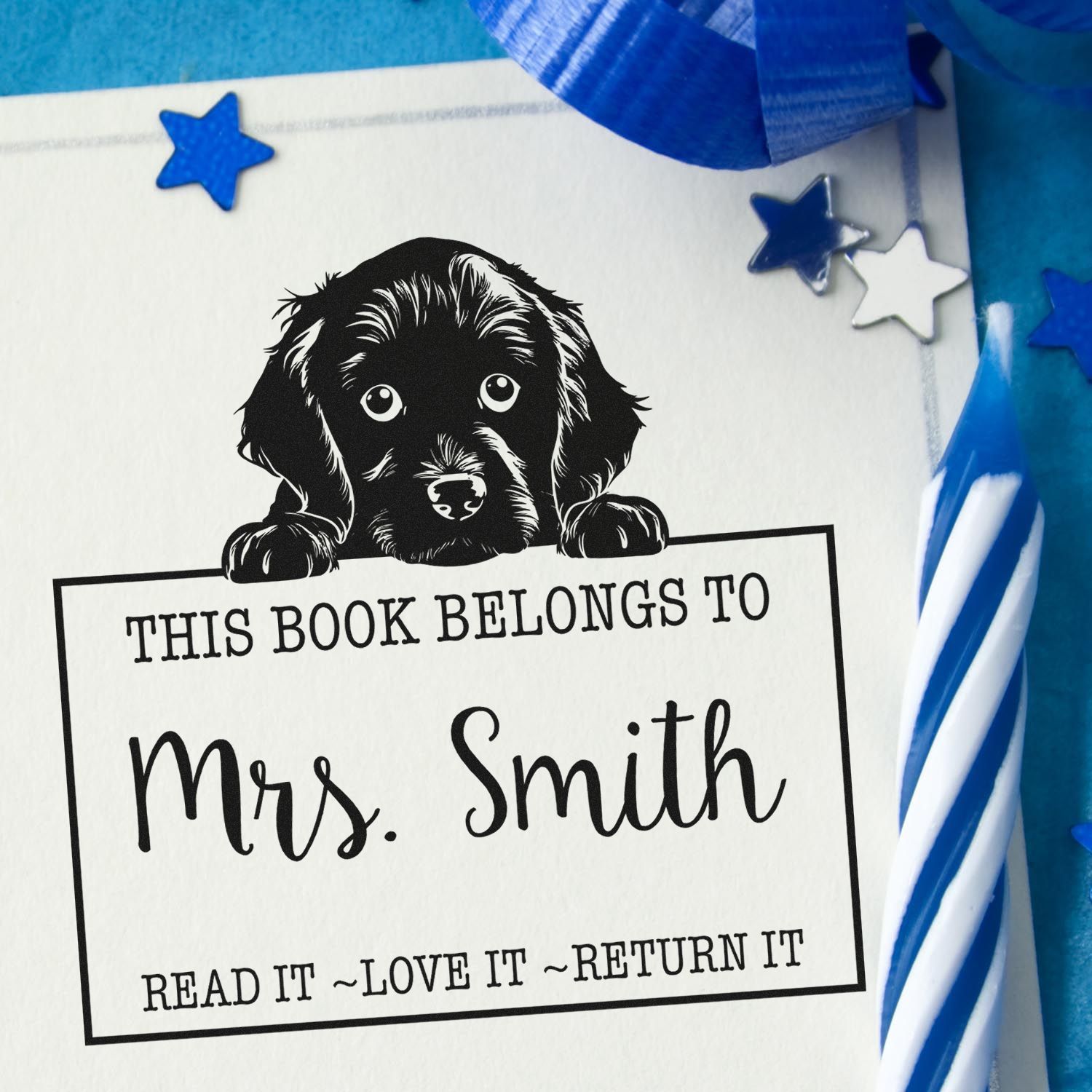 Cute Self-Inking Boykin Spaniel Personalizable Read It Love It Return It Customized Stamp - Engineer Seal Stamps