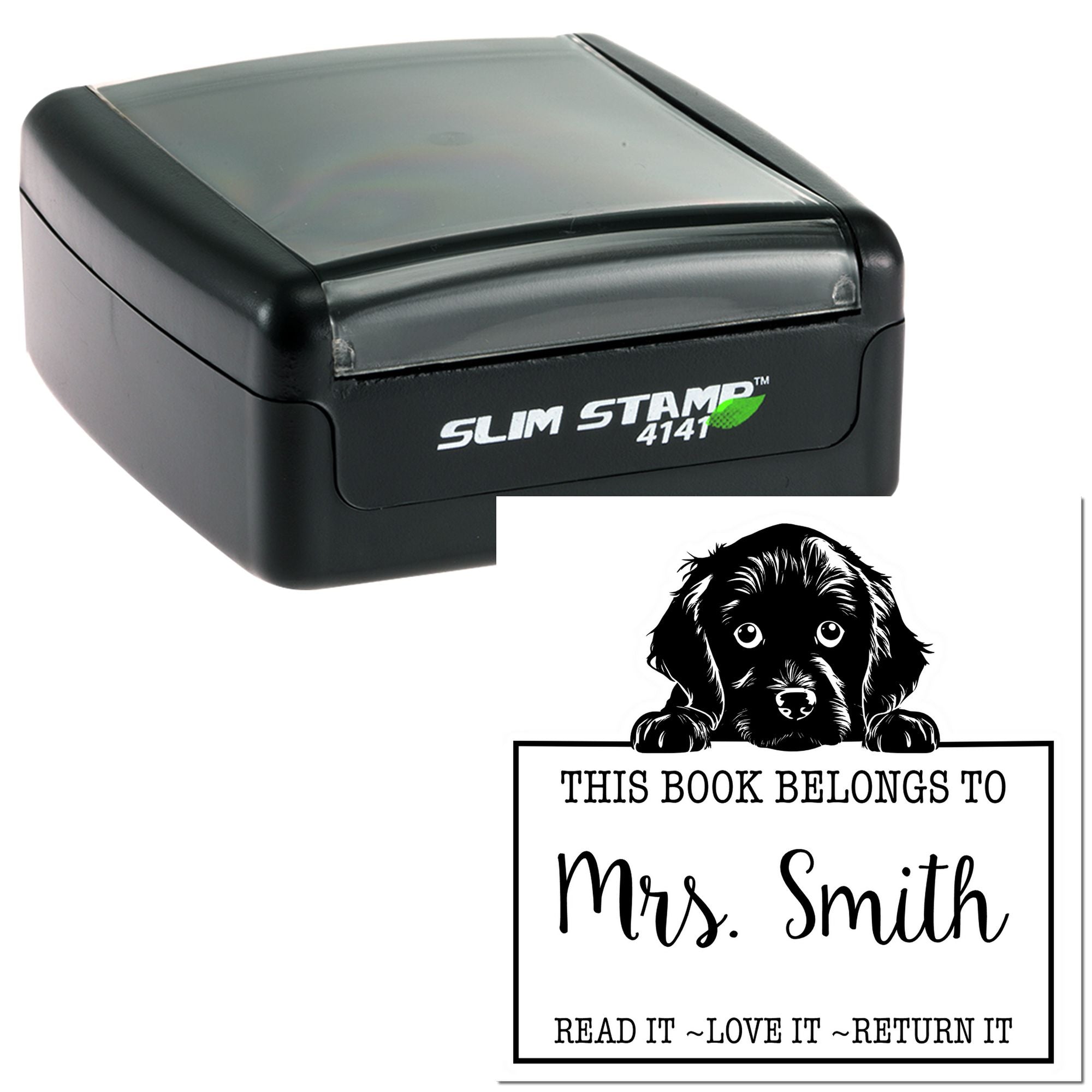Slim Boykin Spaniel Custom-Made Read It Love It Return It Rubber Stamp - Engineer Seal Stamps