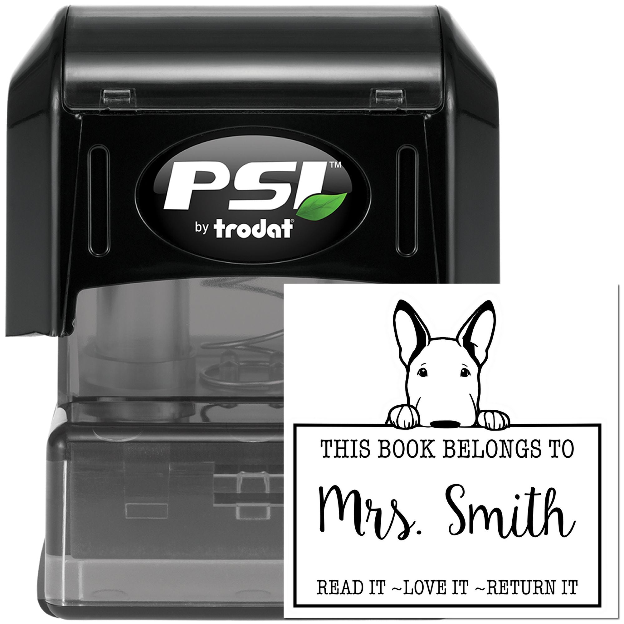 Pre-Inked Bull Terrier Custom Library With Name Stamp - Engineer Seal Stamps