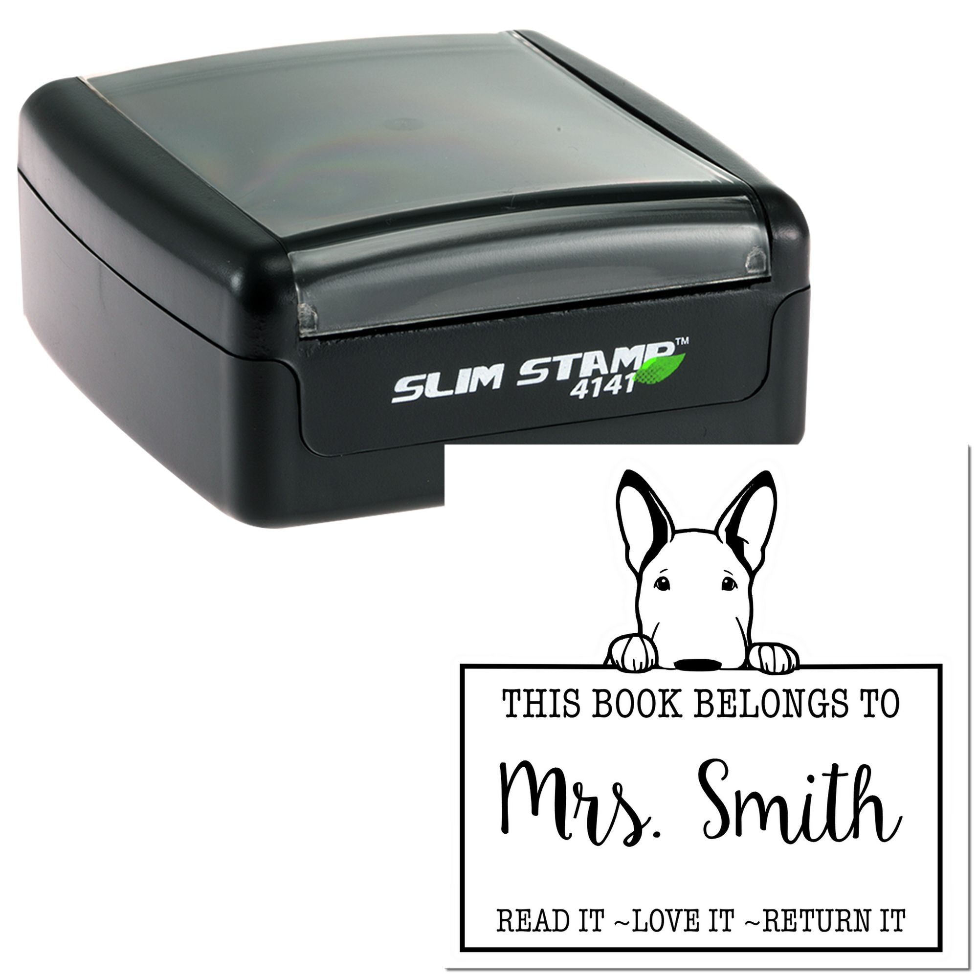 Slim Bull Terrier Custom-Made Read It Love It Return It For Teachers Stamp - Engineer Seal Stamps