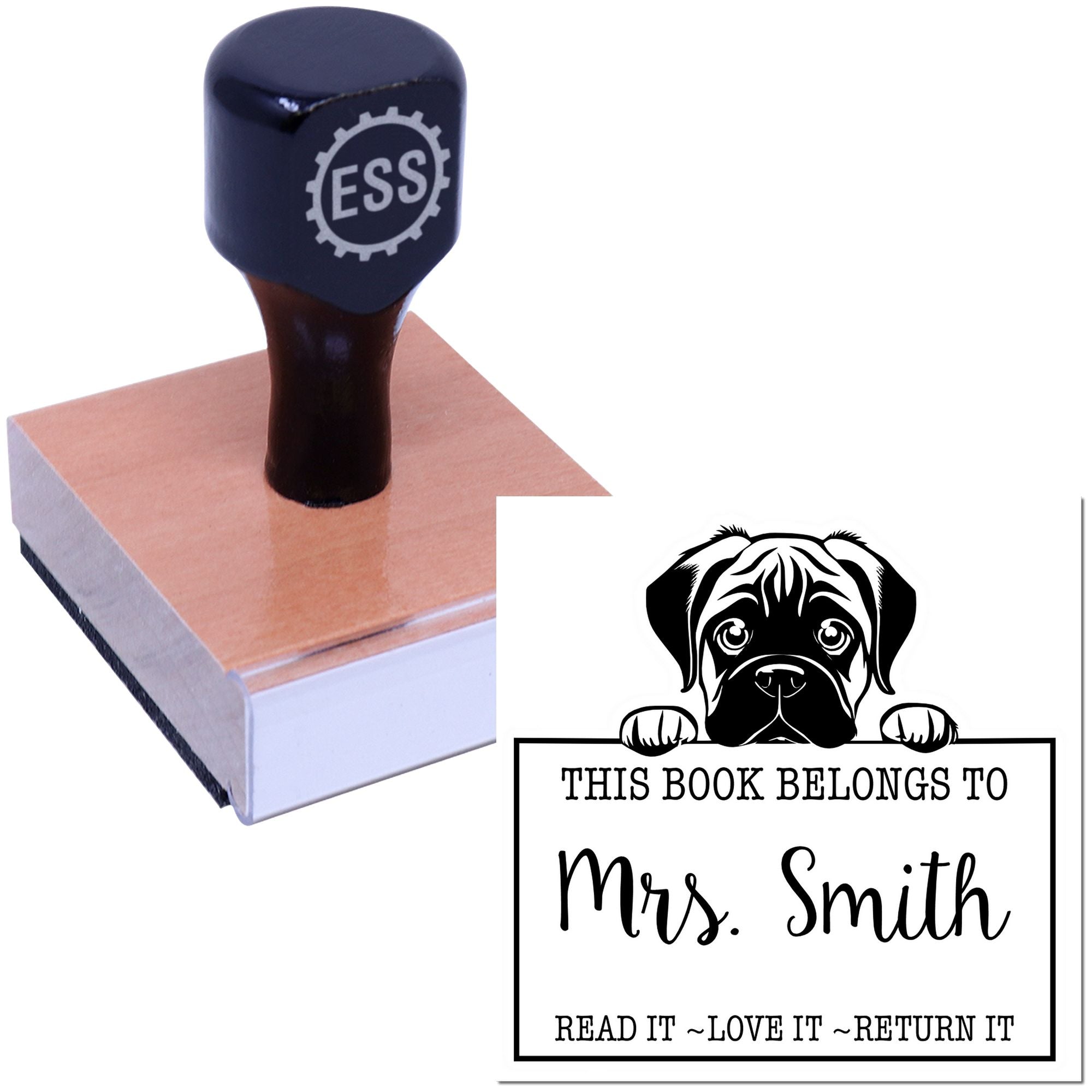 Bullmastiff Customized Read It Love It Return It Rubber Stamp