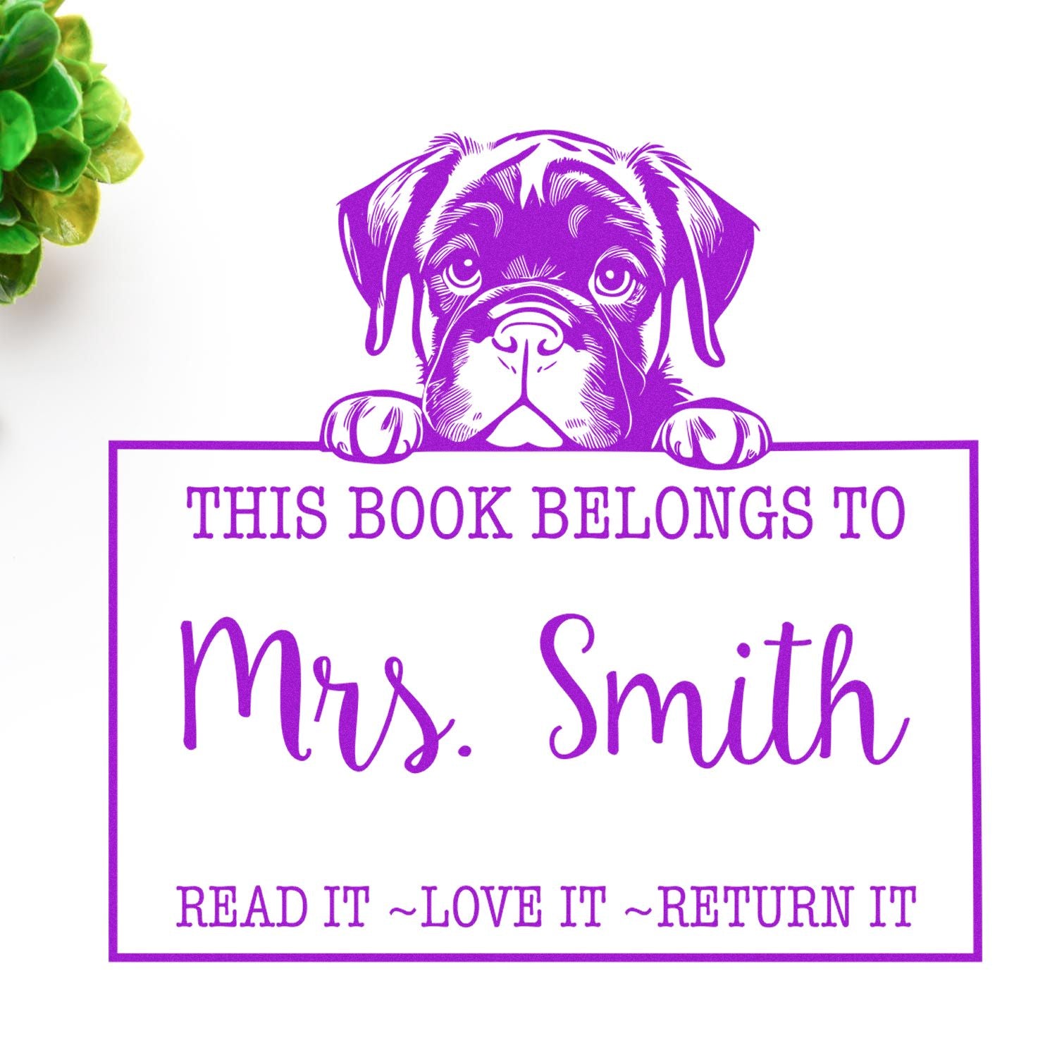 Cane Corso Customized Read It Love It Return It Teacher Rubber Stamp