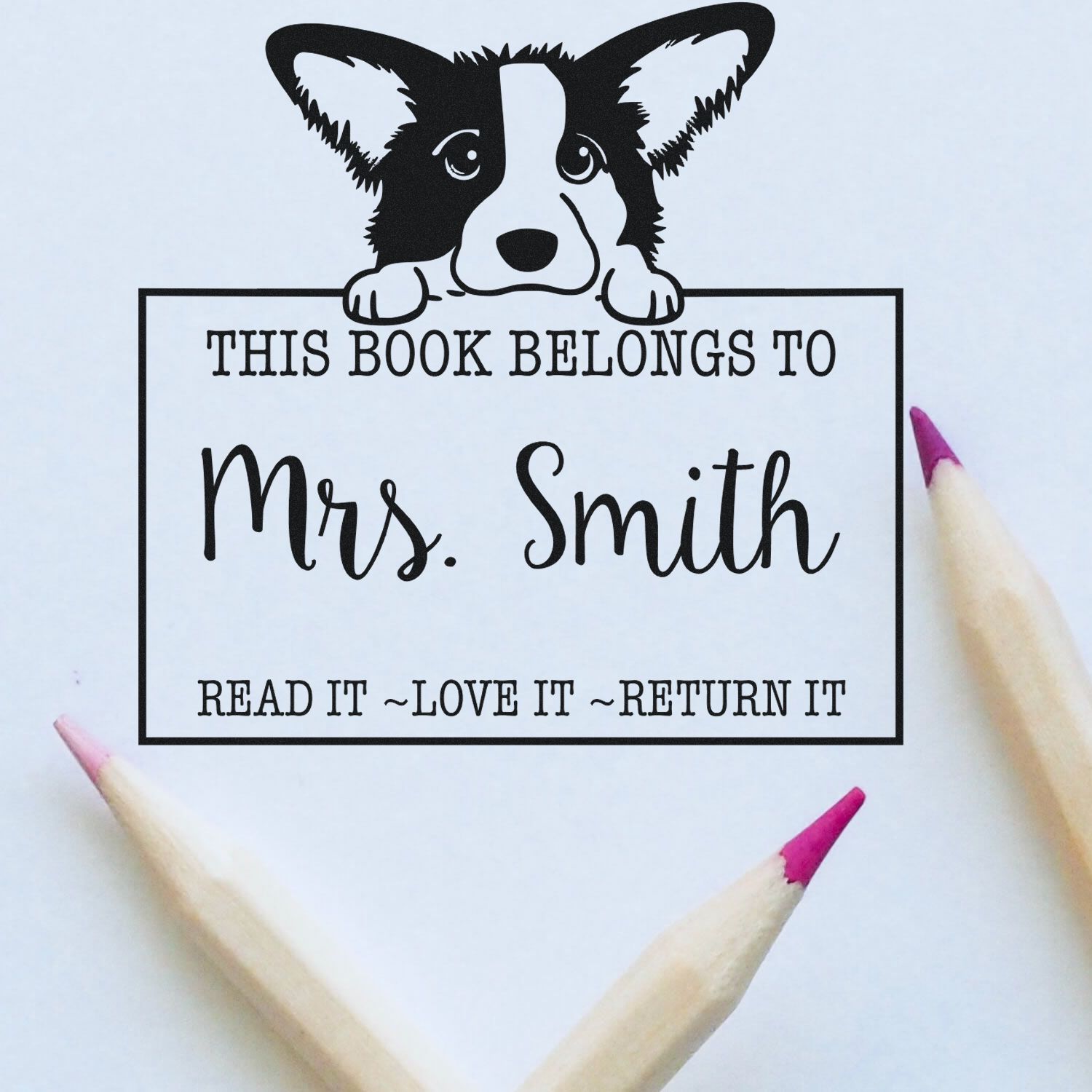 Cardigan Welsh Corgi Customized Read It Love It Rubber Stamp - Engineer Seal Stamps