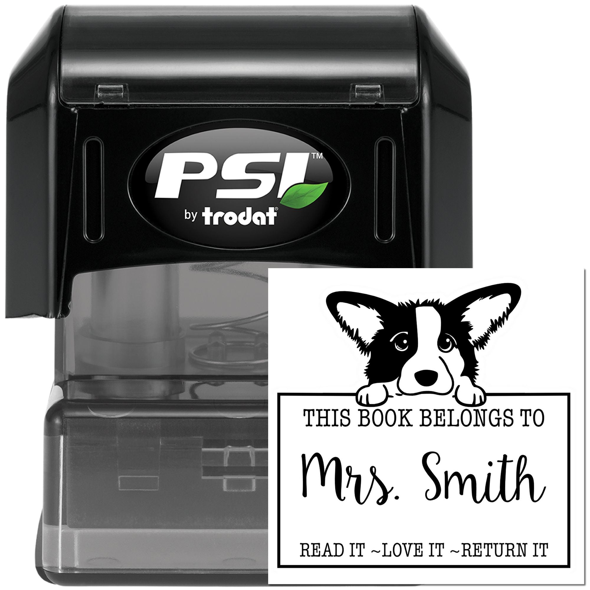 Pre-Inked Cardigan Welsh Corgi Custom Personal Library Stamp - Engineer Seal Stamps