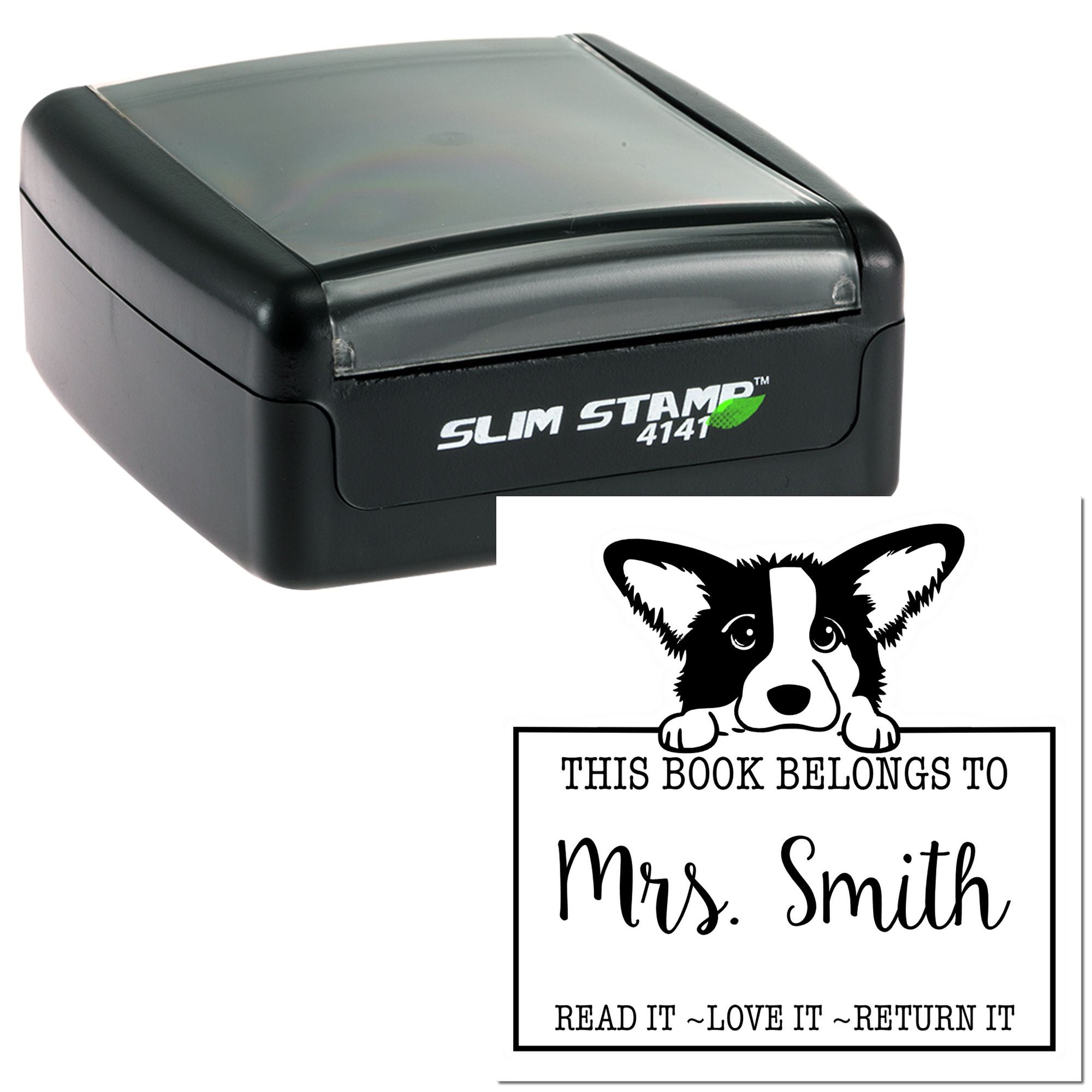 Slim Cardigan Welsh Corgi Custom-Made Read It Love It Return It For Schools Stamp - Engineer Seal Stamps