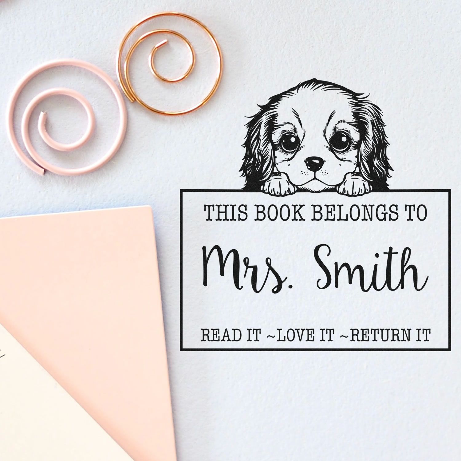 Slim Cavalier King Charles Spaniel Custom-Made Read It Love It Return It For Kids Stamp - Engineer Seal Stamps