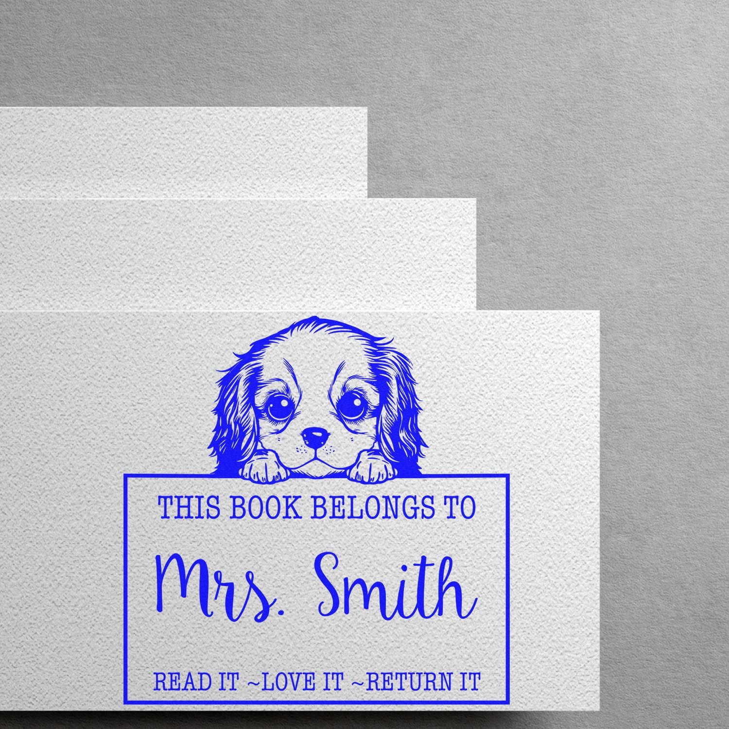 Slim Cavalier King Charles Spaniel Custom-Made Read It Love It Return It For Kids Stamp - Engineer Seal Stamps