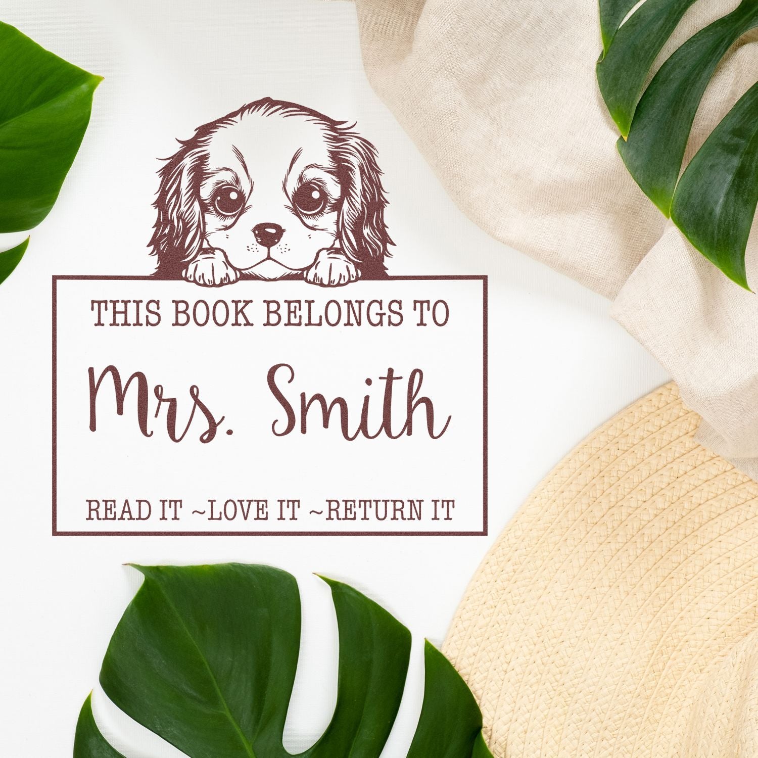 Slim Cavalier King Charles Spaniel Custom-Made Read It Love It Return It For Kids Stamp - Engineer Seal Stamps