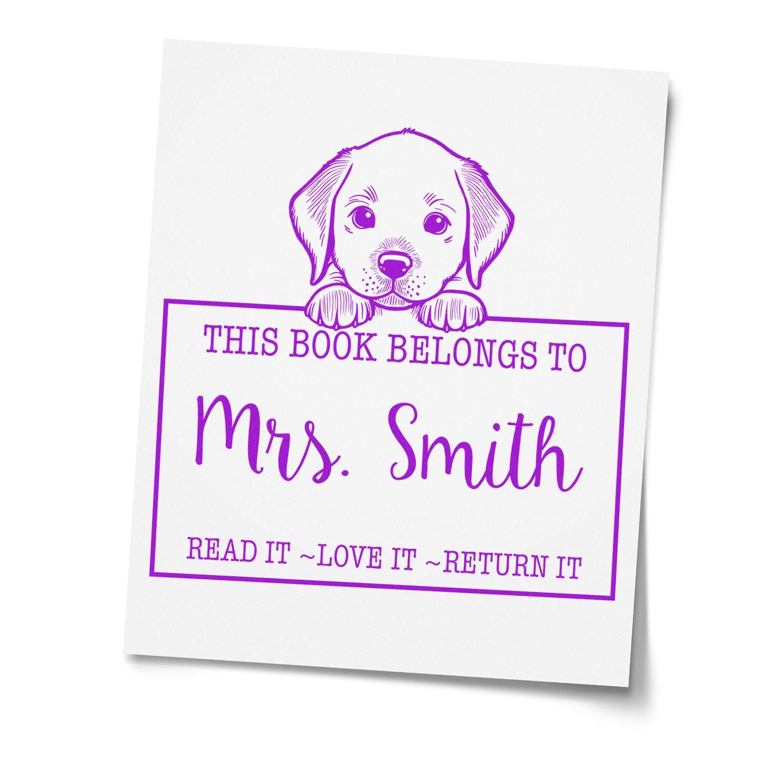 Chesapeake Bay Retriever Customized Return To Library Rubber Stamp