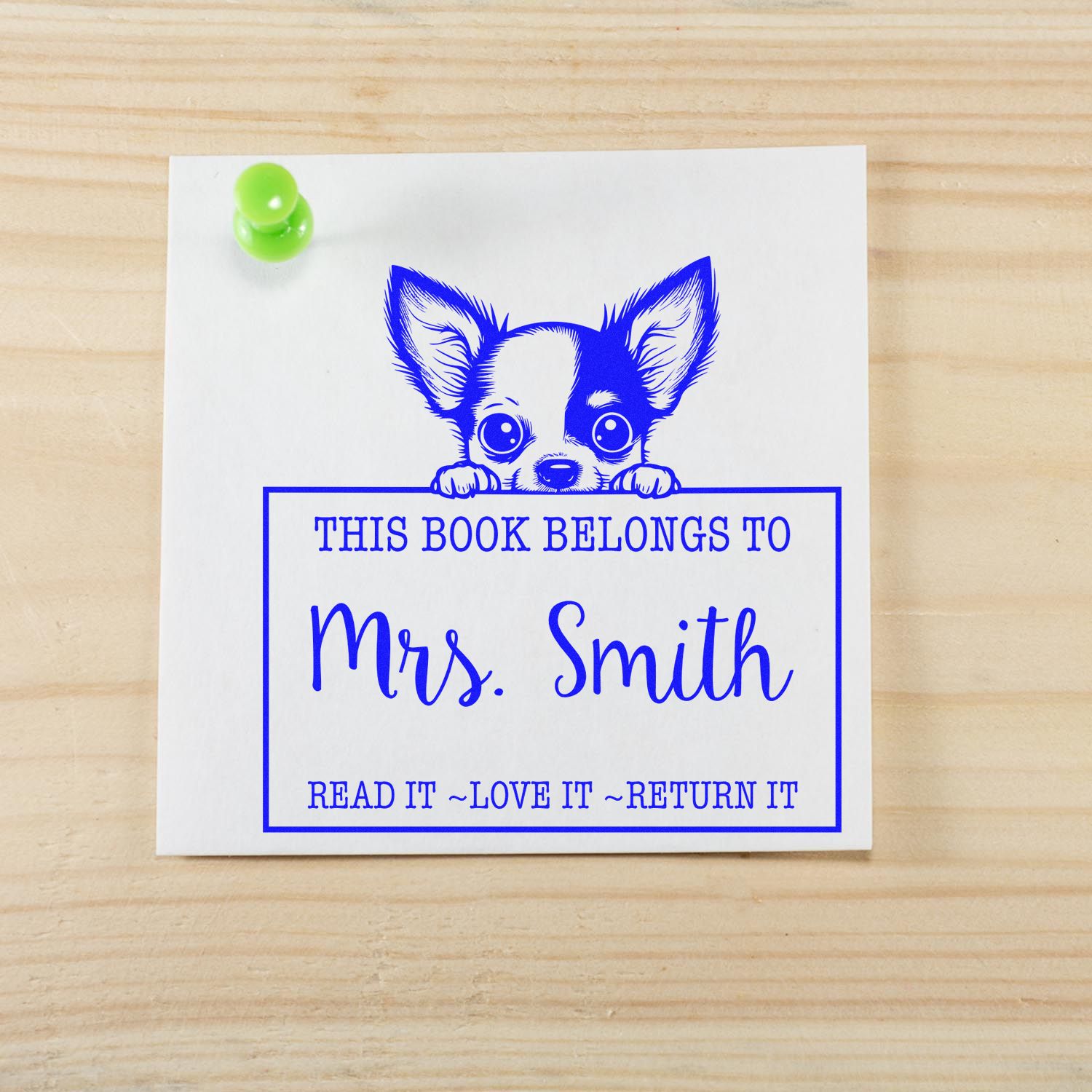 Slim Chihuahua Custom-Made Read It Love It Return It For Books Stamp - Engineer Seal Stamps