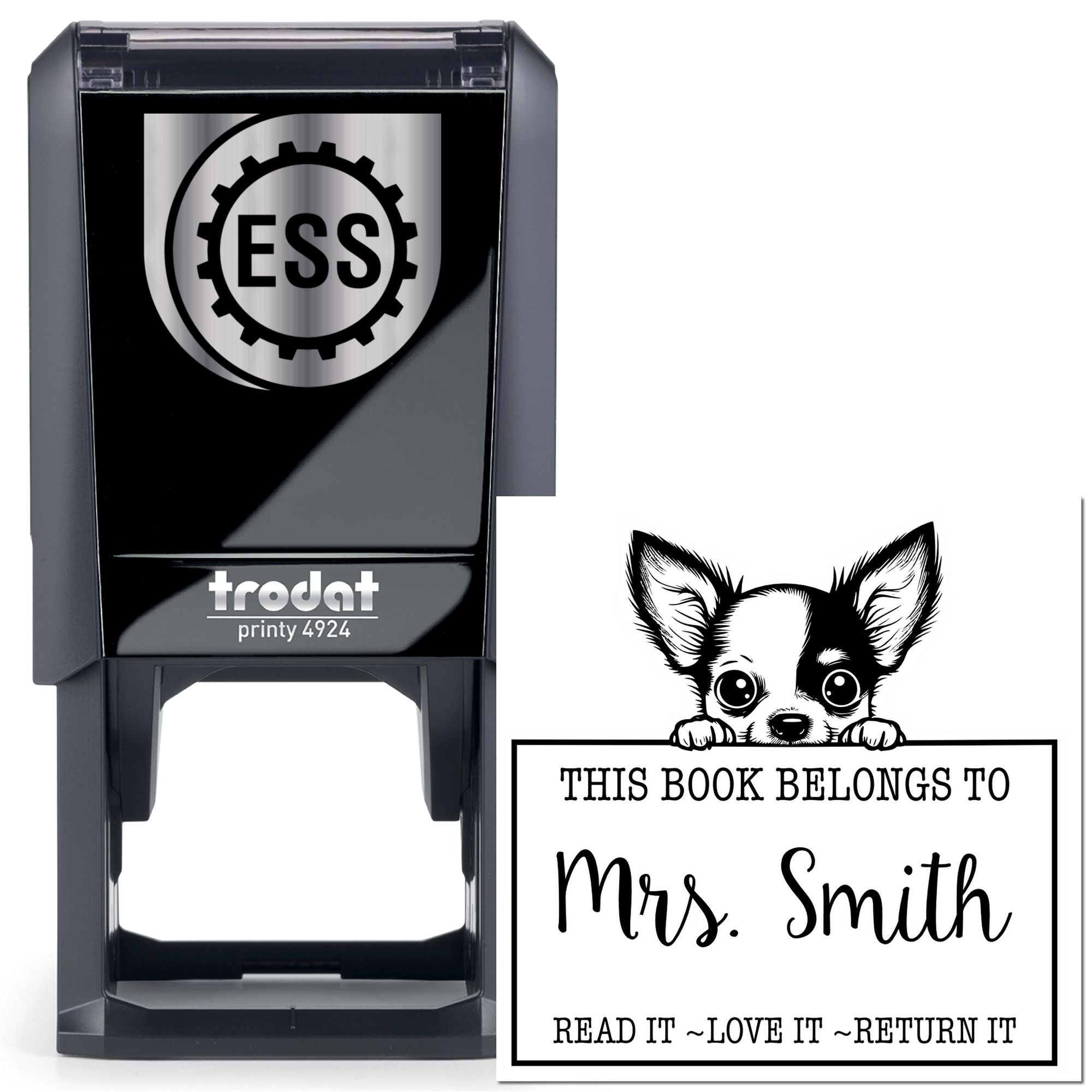 Self-Inking Chihuahua Personalizable Read It Love It Return It For Schools Stamp - Engineer Seal Stamps