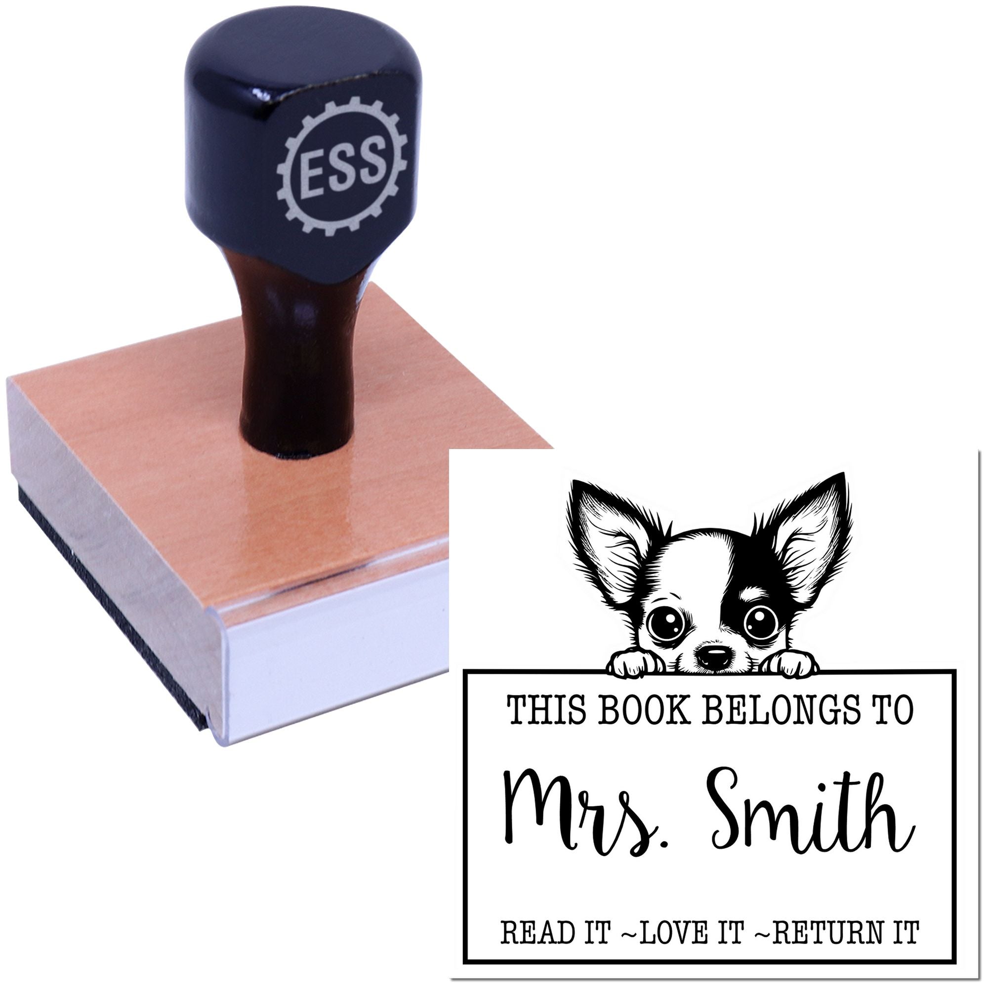 Chihuahua Customized This Book Belongs To Rubber Stamp