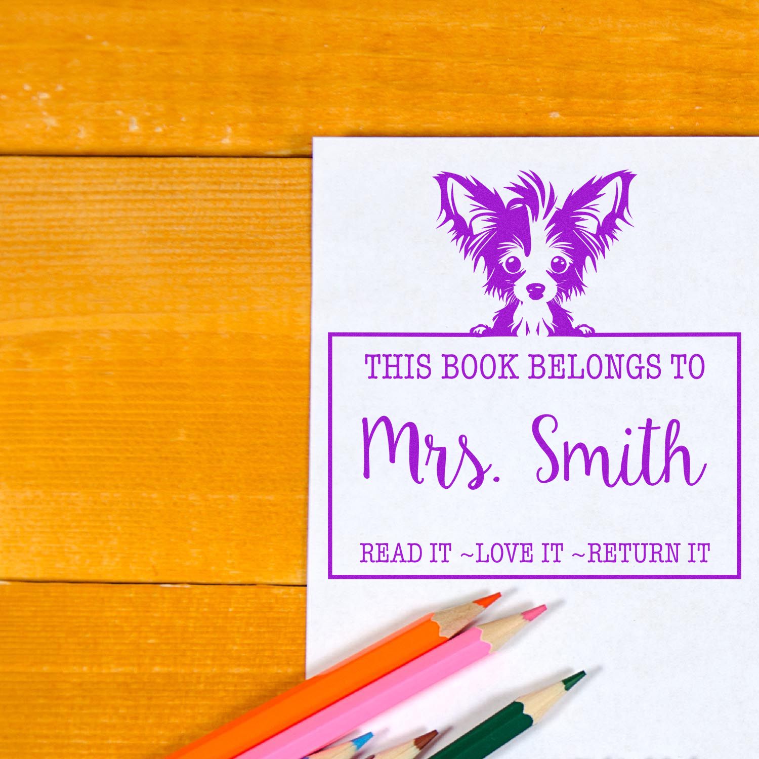 Chinese Crested Customized This Book Belongs To Rubber Stamp