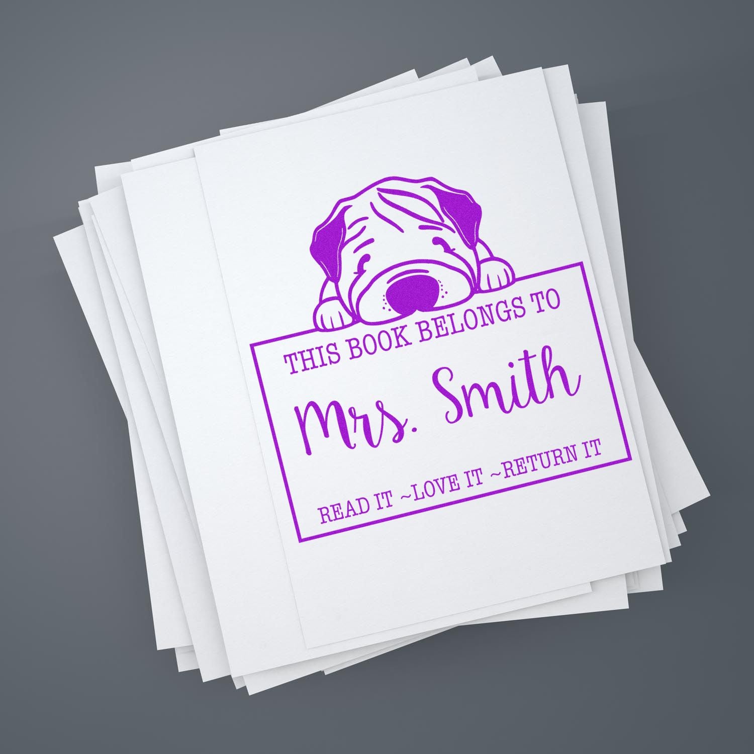 Pre-Inked Chinese Shar Pei Custom Read It Love It Return It Custom Stamp - Engineer Seal Stamps