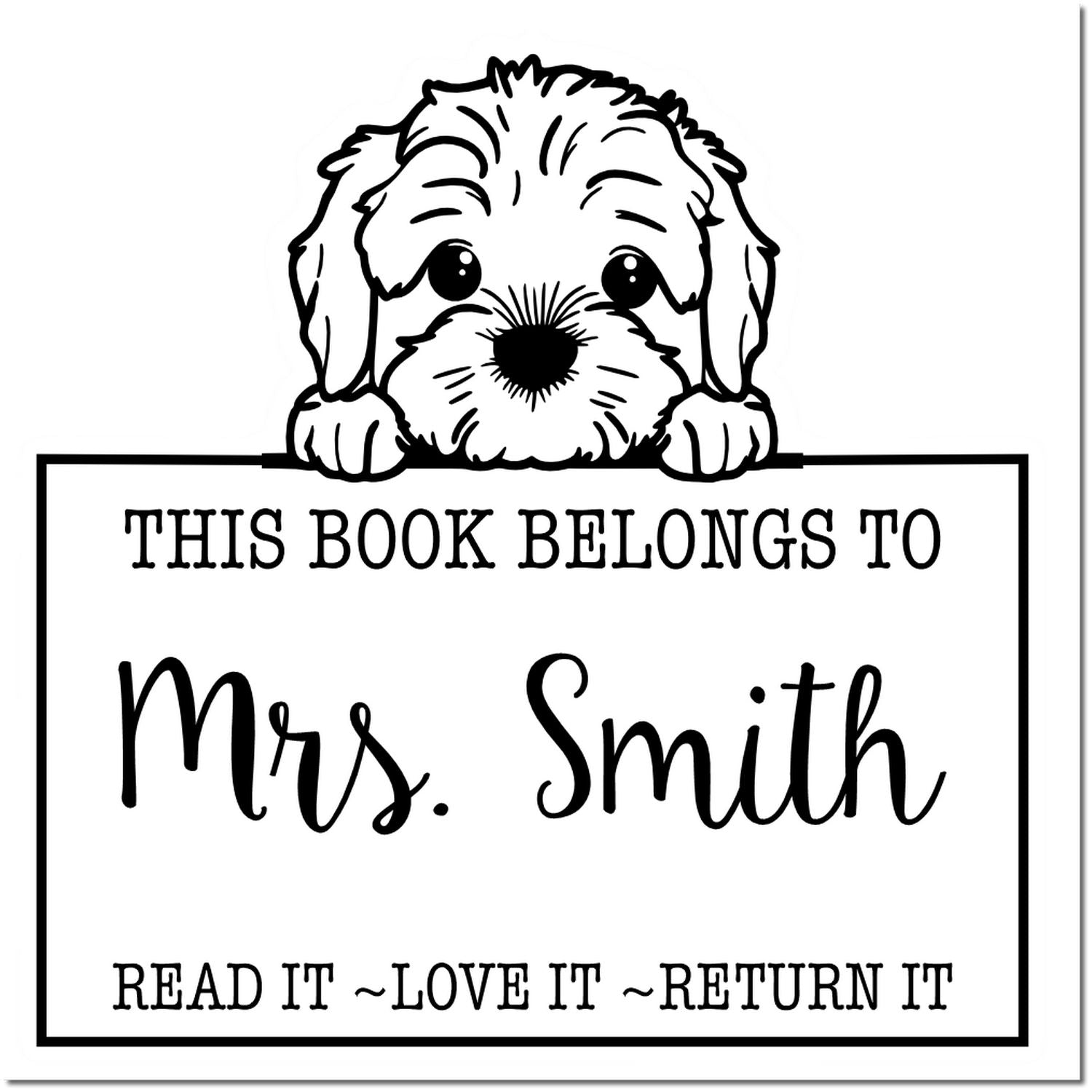 Slim Cockapoo Custom-Made Read It Love It Return It For Book Collectors Stamp - Engineer Seal Stamps