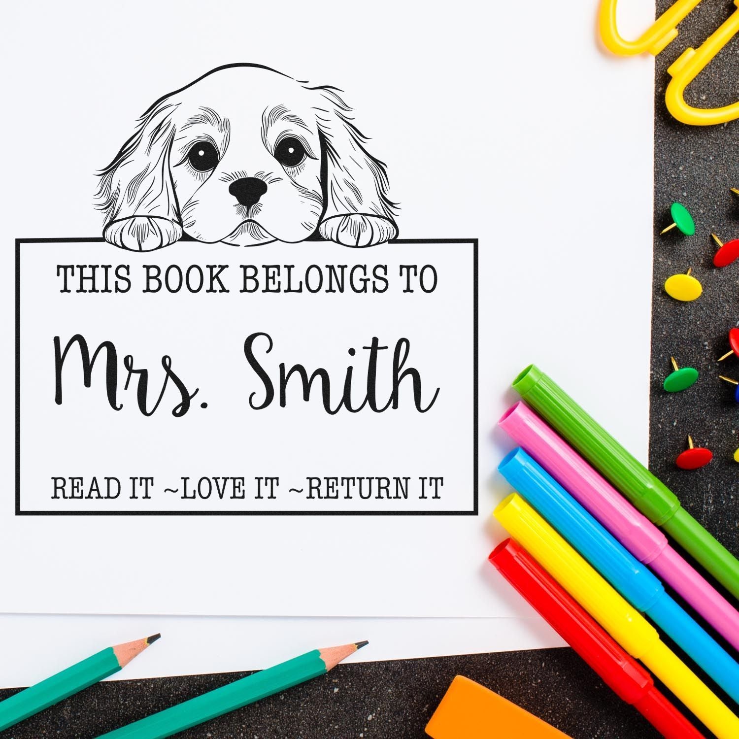 Cute Pre-Inked Cocker Spaniel Custom Read It Love It Return It For Book Clubs Stamp - Engineer Seal Stamps