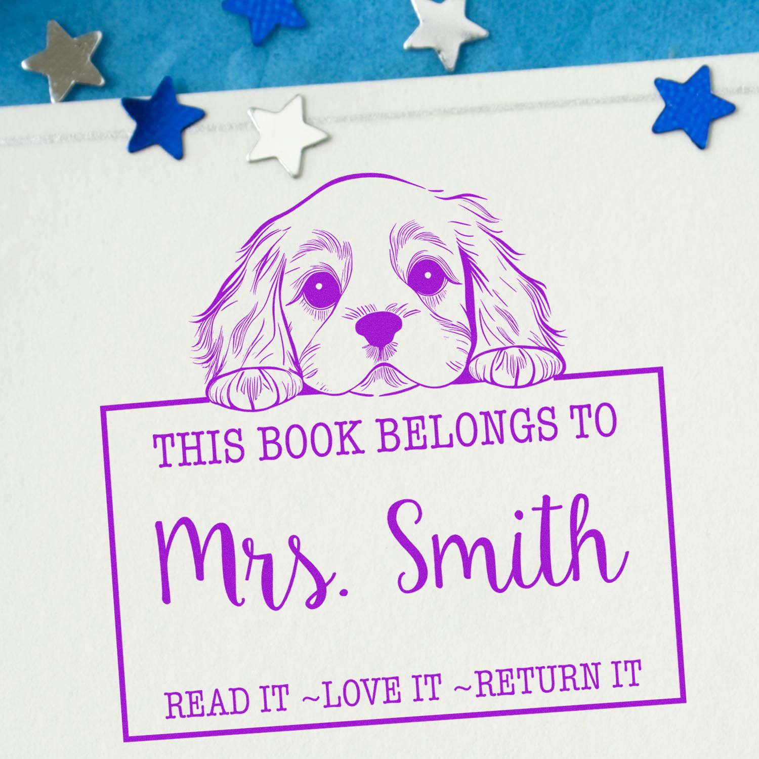Slim Cocker Spaniel Custom-Made Read It Love It Return It For Book Clubs Stamp - Engineer Seal Stamps