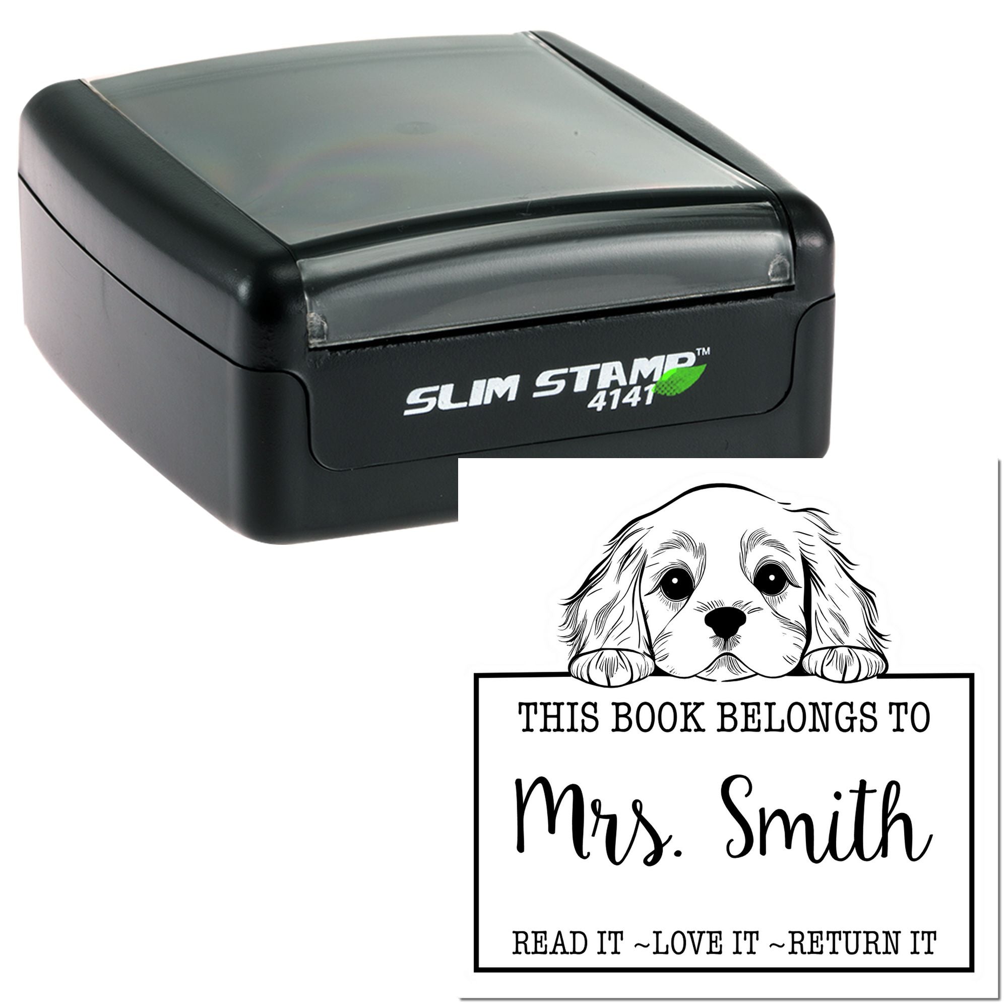 Slim Cocker Spaniel Custom-Made Read It Love It Return It For Book Clubs Stamp - Engineer Seal Stamps