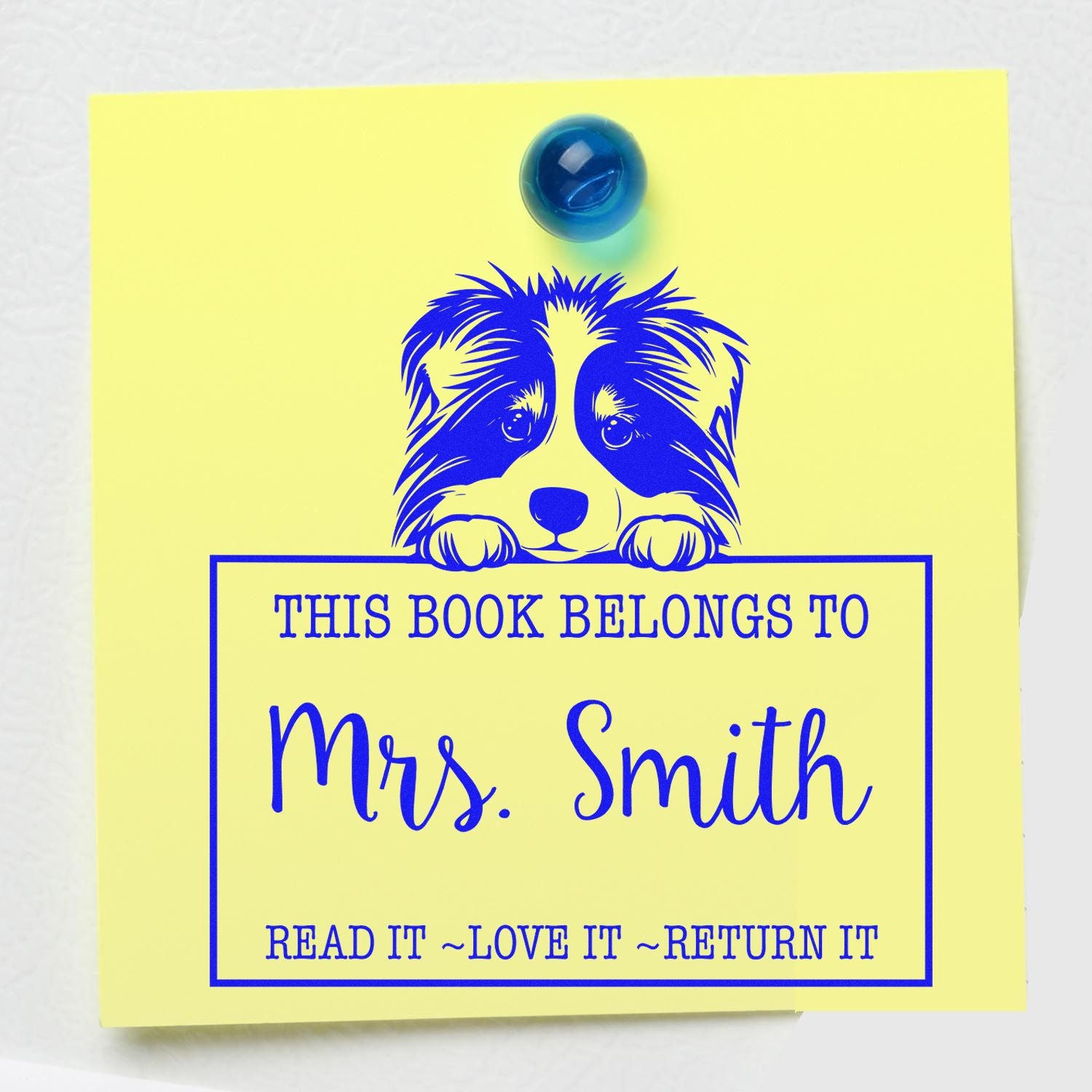 Cute Pre-Inked Collie Custom Read It Love It Return It For Book Collectors Stamp - Engineer Seal Stamps