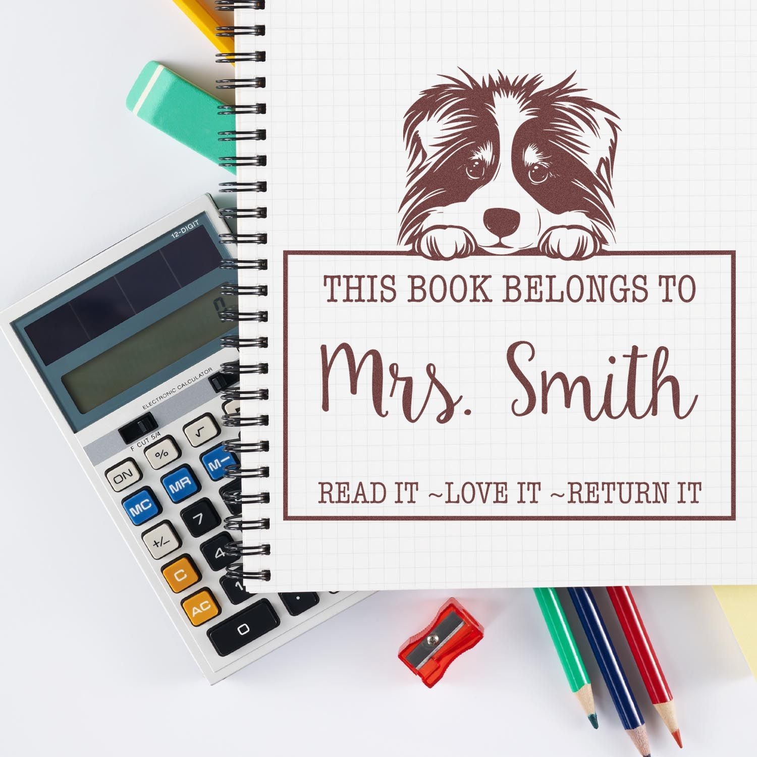 Collie Custom-Made Book Label Rubber Stamp - Engineer Seal Stamps