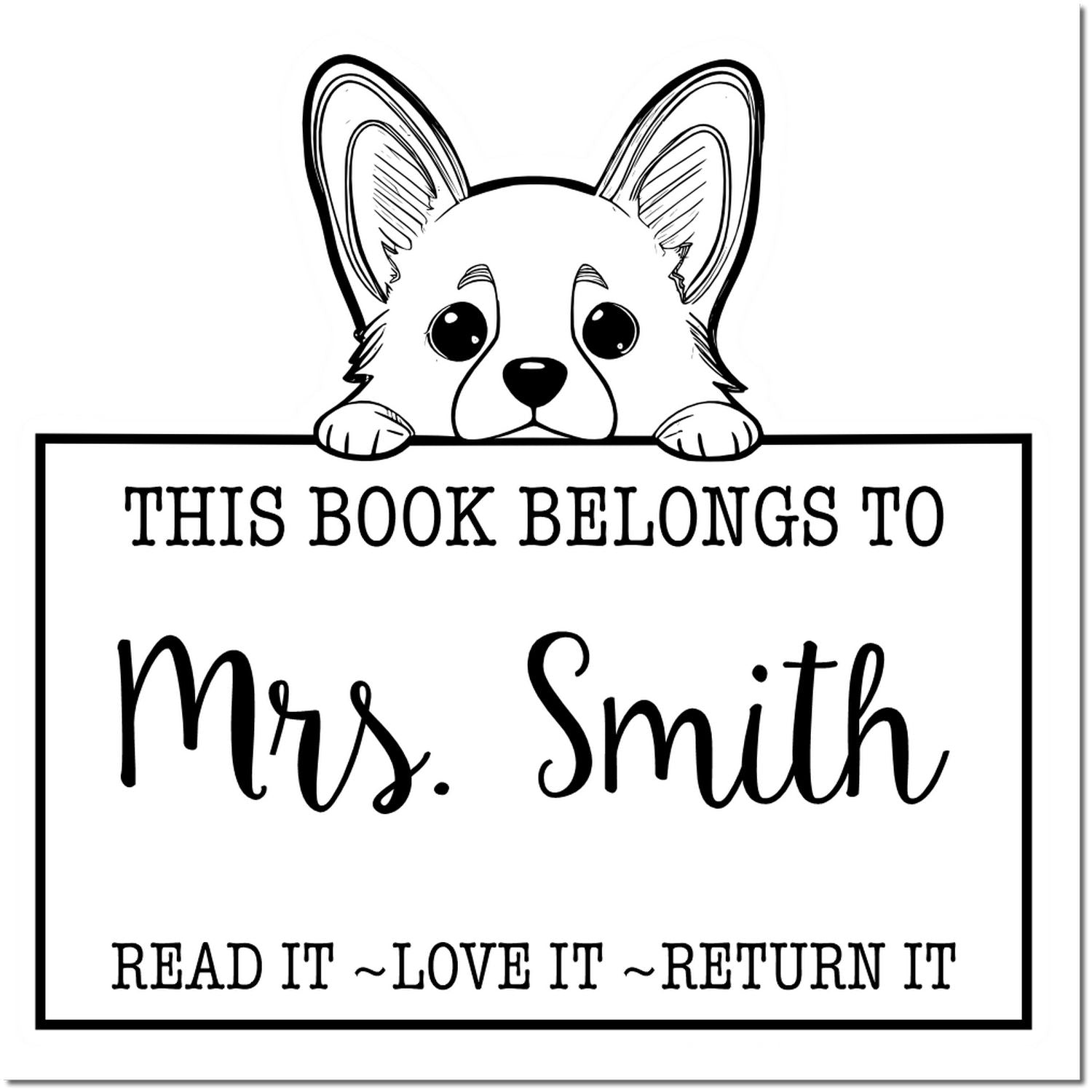 Corgi Custom-Made Book Lending Rubber Stamp - Engineer Seal Stamps