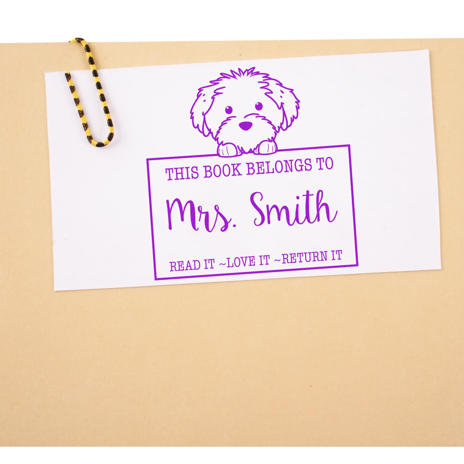 Self-Inking Cotton De Tulear Personalizable Read It Love It Return It Stamp - Engineer Seal Stamps