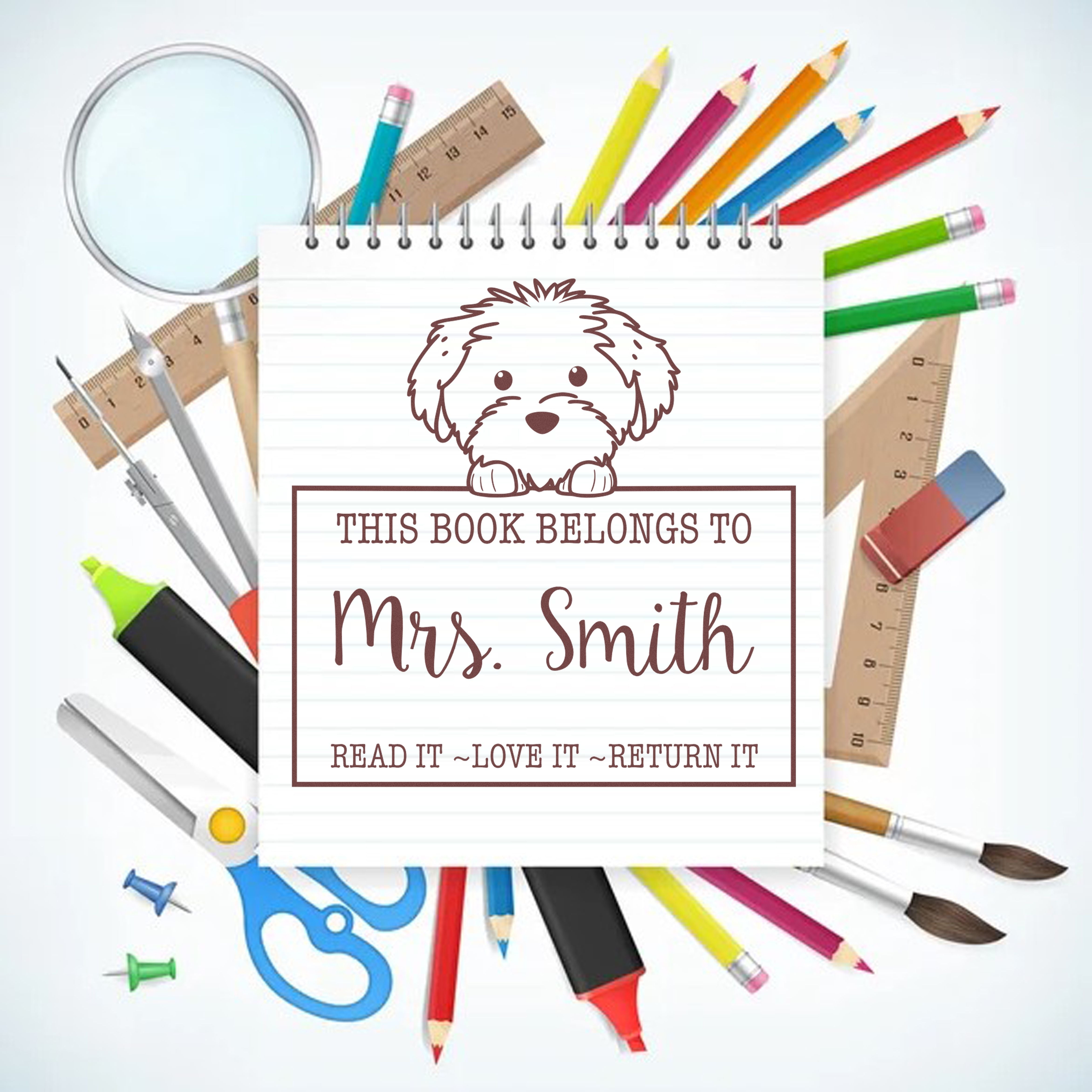 Cotton De Tulear Custom-Made Book Lover Rubber Stamp - Engineer Seal Stamps