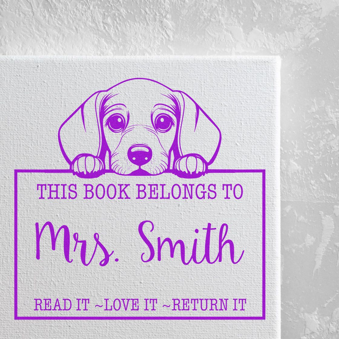 Cute Pre-Inked Dachshund Custom Read It Love It Return It For Book Sharing Stamp - Engineer Seal Stamps