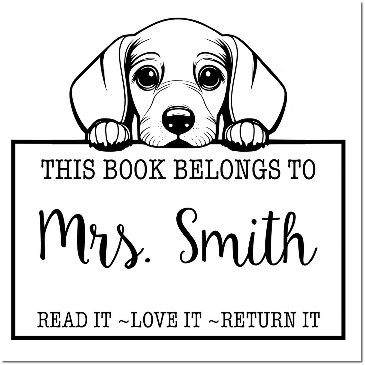 Cute Pre-Inked Dachshund Custom Read It Love It Return It For Book Sharing Stamp - Engineer Seal Stamps