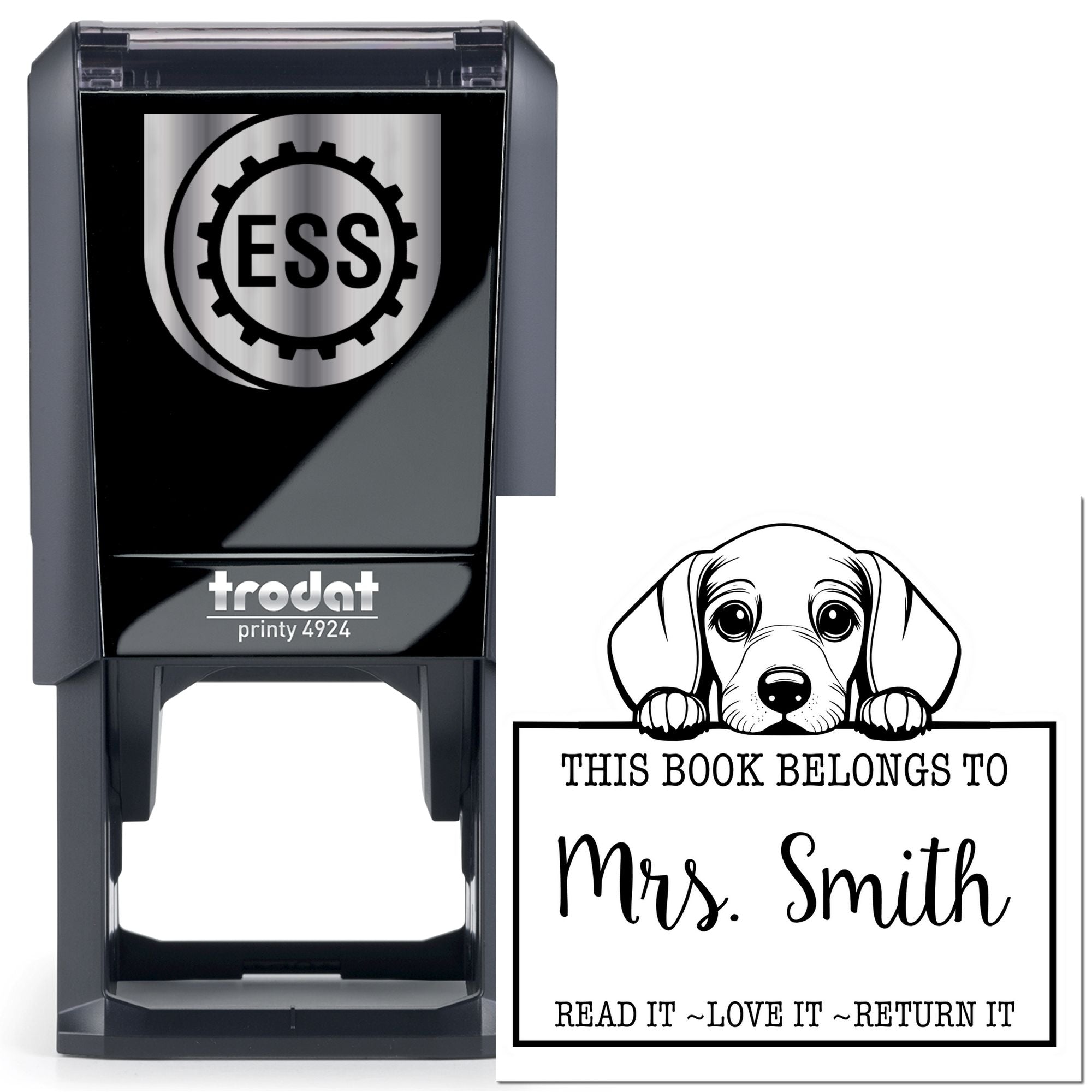 Self-Inking Dachshund Personalizable Read It Love It Return It Teacher Stamp - Engineer Seal Stamps
