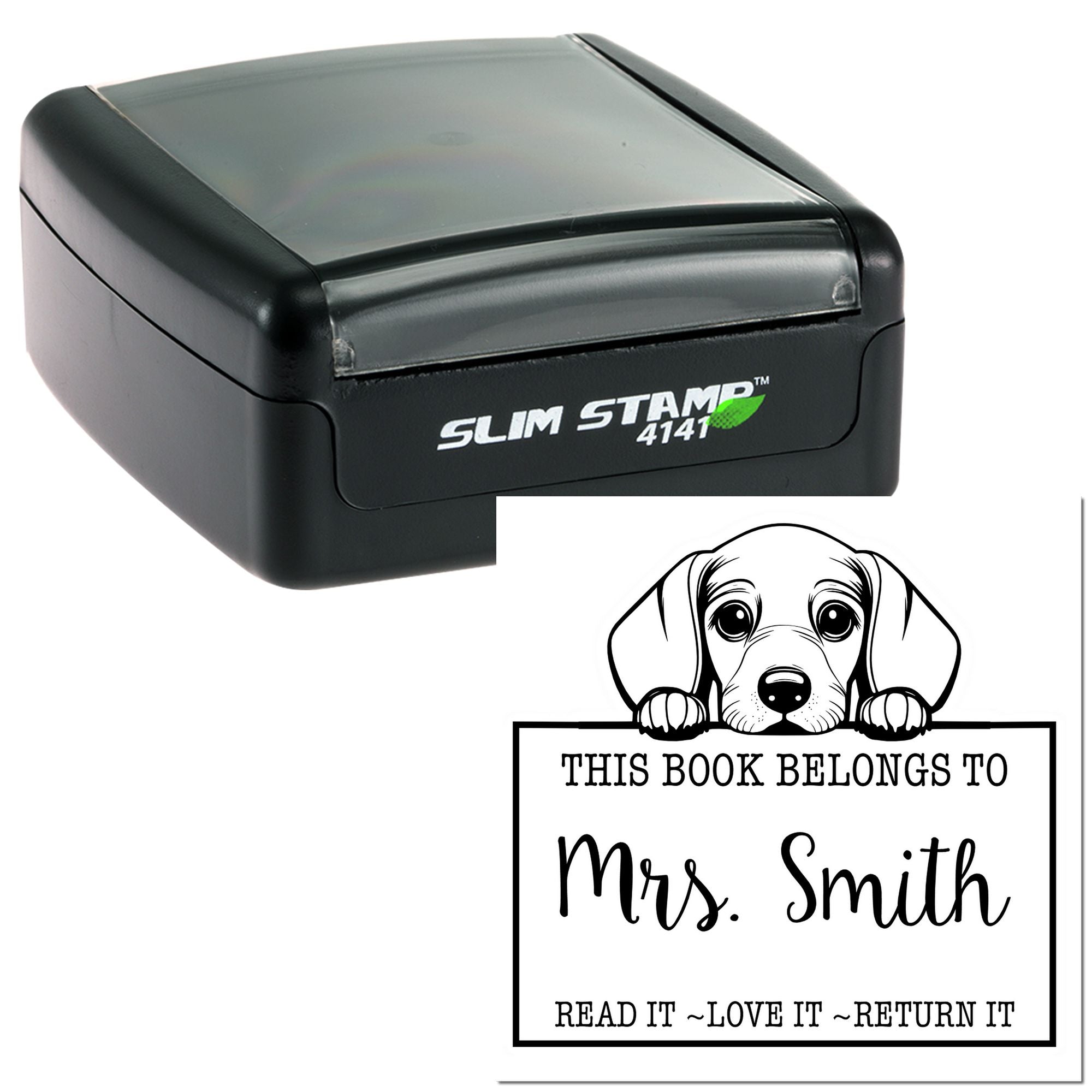 Slim Dachshund Custom-Made Read It Love It Return It Custom Made Stamp - Engineer Seal Stamps