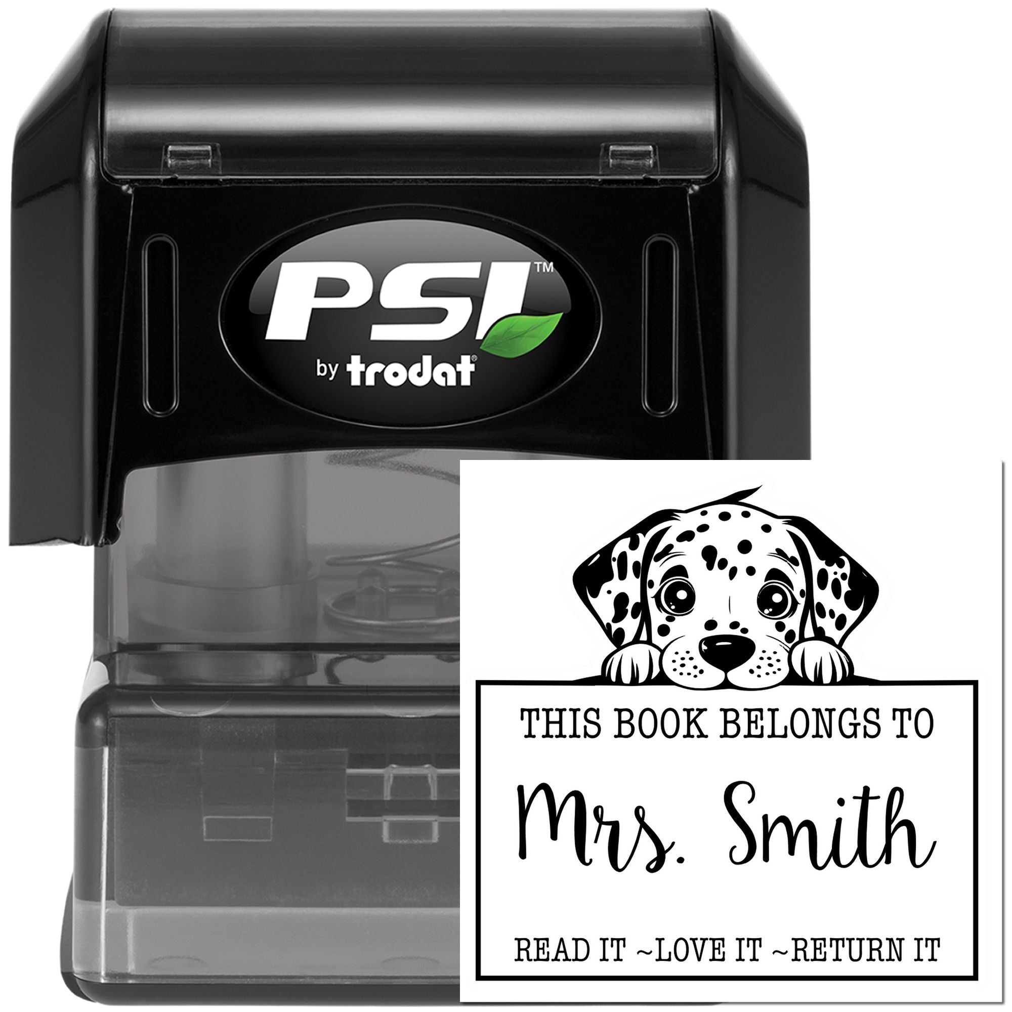 Pre-Inked Dalmatian Custom Read It Love It Return It For Books Stamp - Engineer Seal Stamps