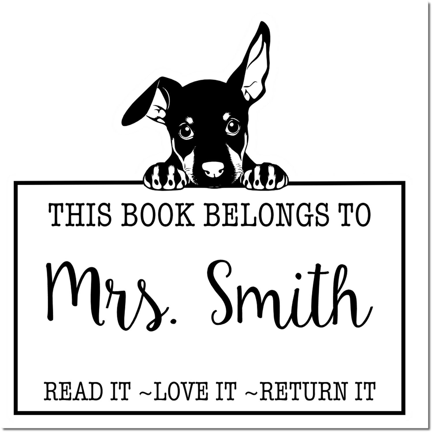 Slim Doberman Pinscher Custom-Made Property Of Library Stamp - Engineer Seal Stamps