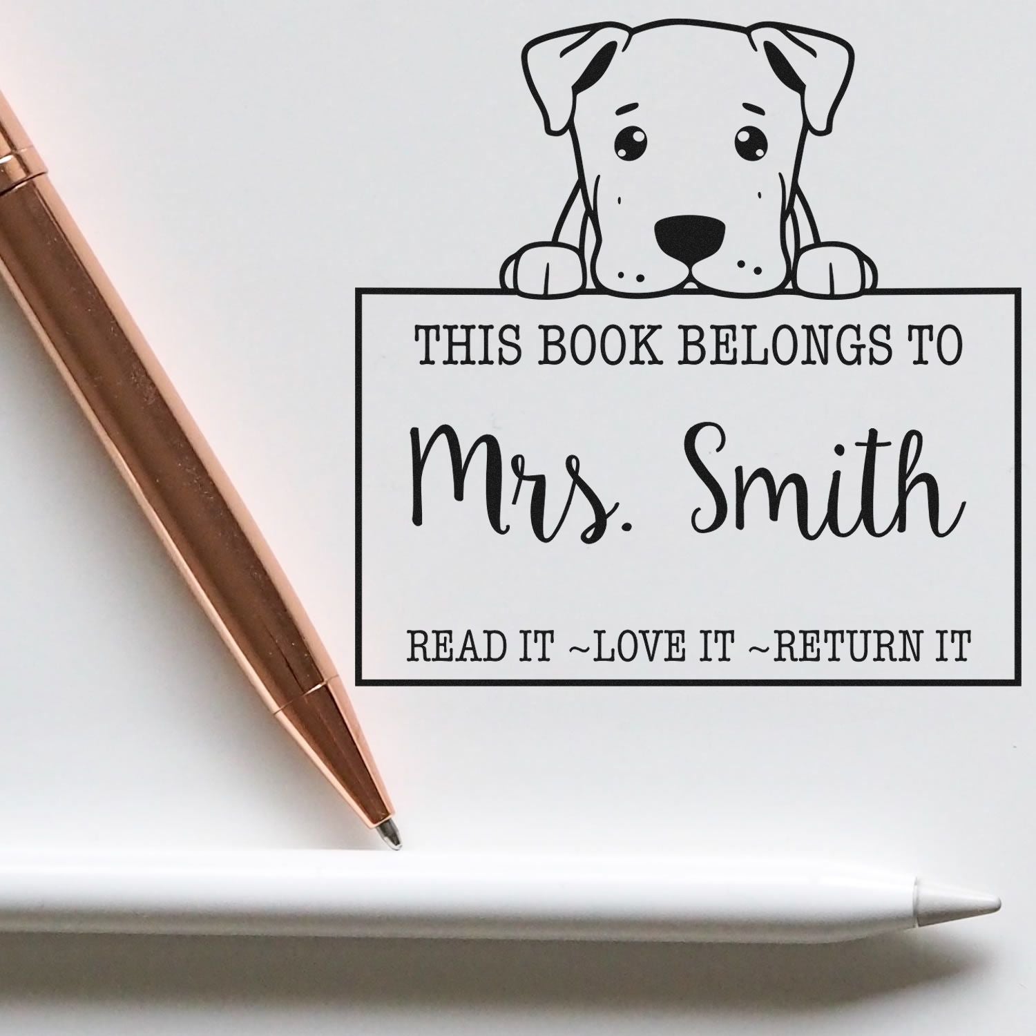 Pre-Inked Dogo Argentino Custom Read It Love It Return It For Kids Stamp - Engineer Seal Stamps