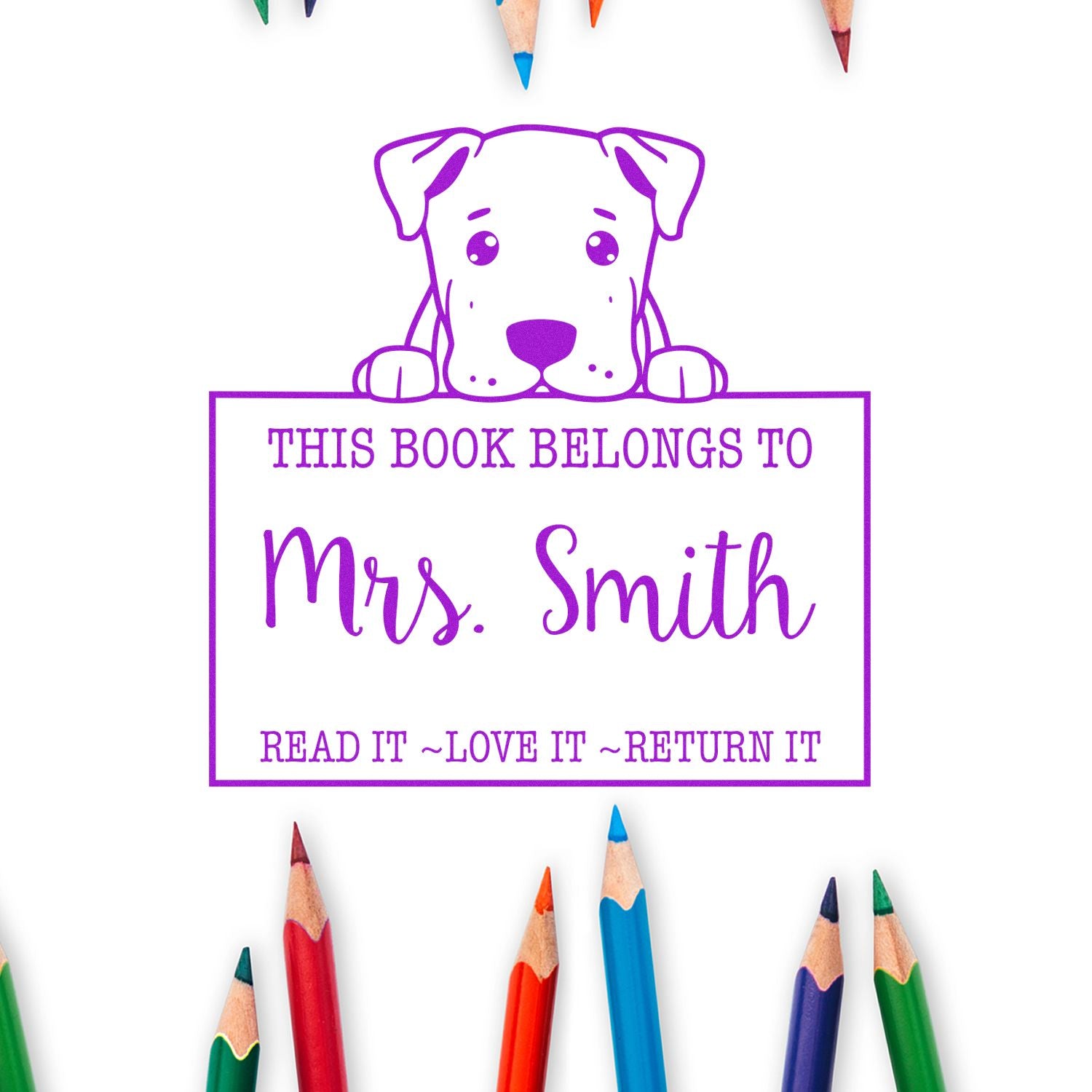 Pre-Inked Dogo Argentino Custom Read It Love It Return It For Kids Stamp - Engineer Seal Stamps