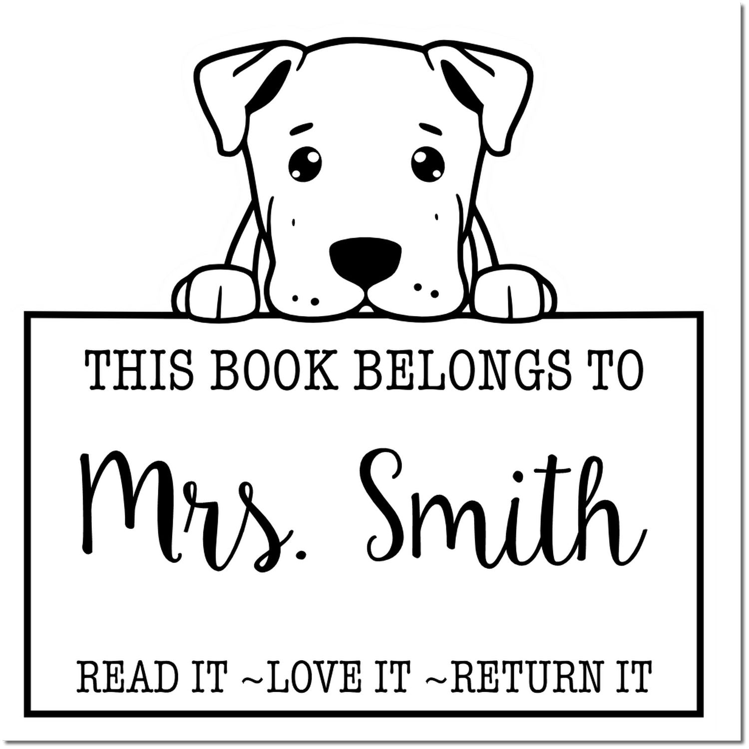 Pre-Inked Dogo Argentino Custom Read It Love It Return It For Kids Stamp - Engineer Seal Stamps