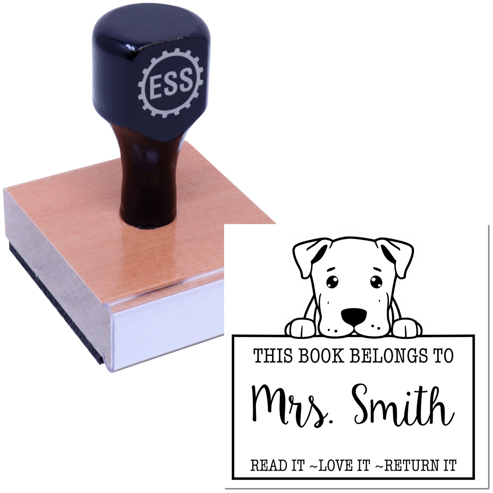 Dogo Argentino Custom-Made Book Return Rubber Stamp