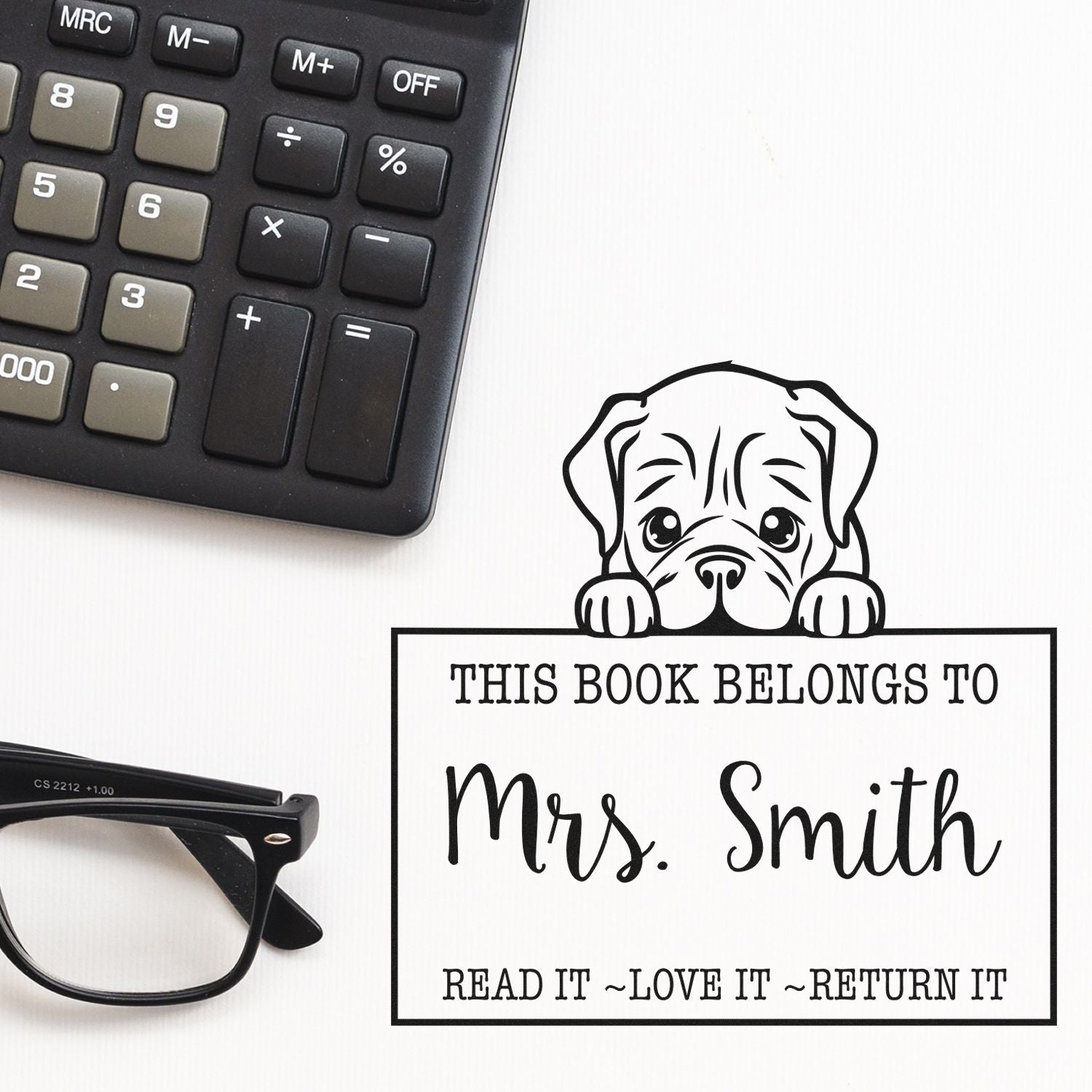 Self-Inking Dogue De Bordeaux Personalizable Return To Library Stamp - Engineer Seal Stamps