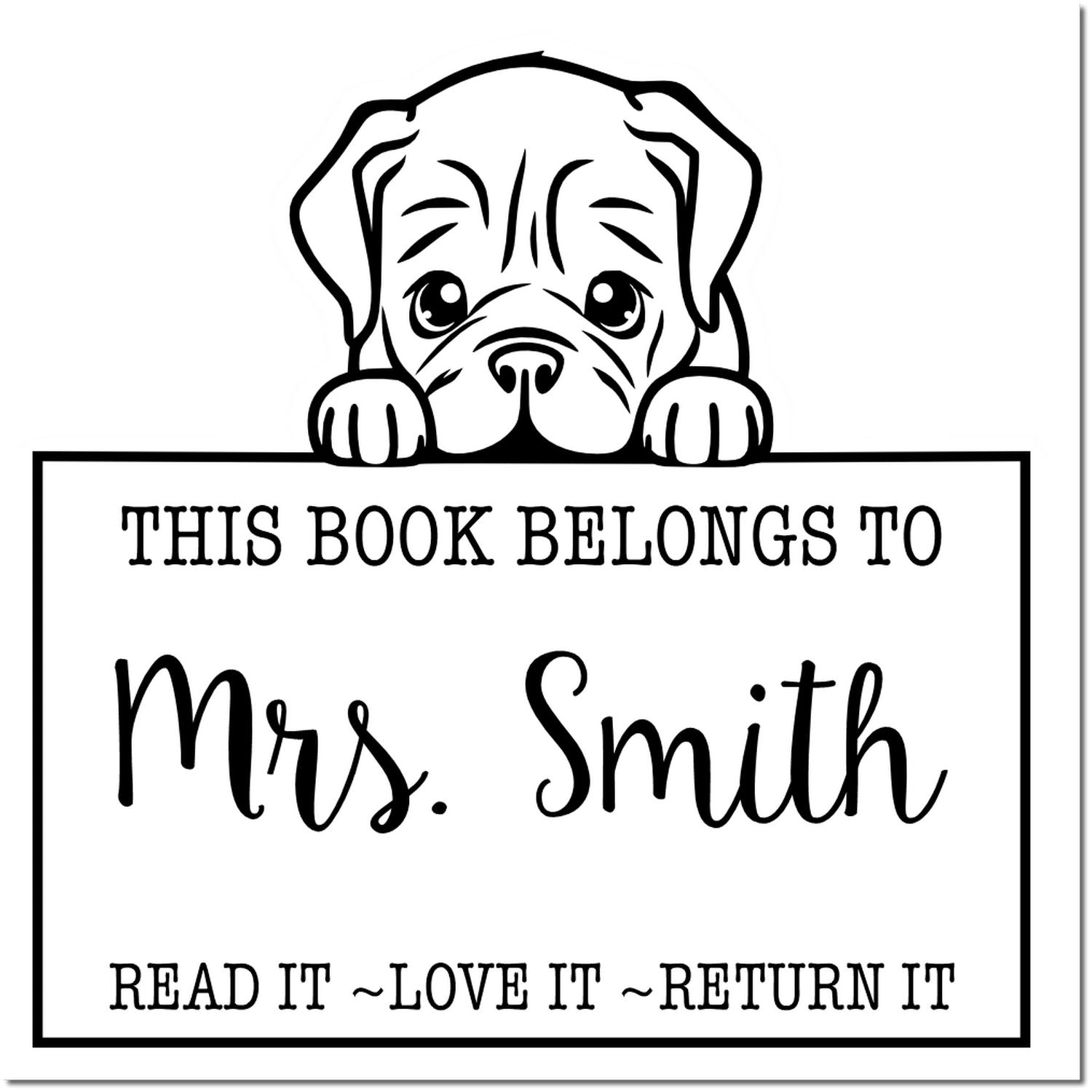 Self-Inking Dogue De Bordeaux Personalizable Return To Library Stamp - Engineer Seal Stamps