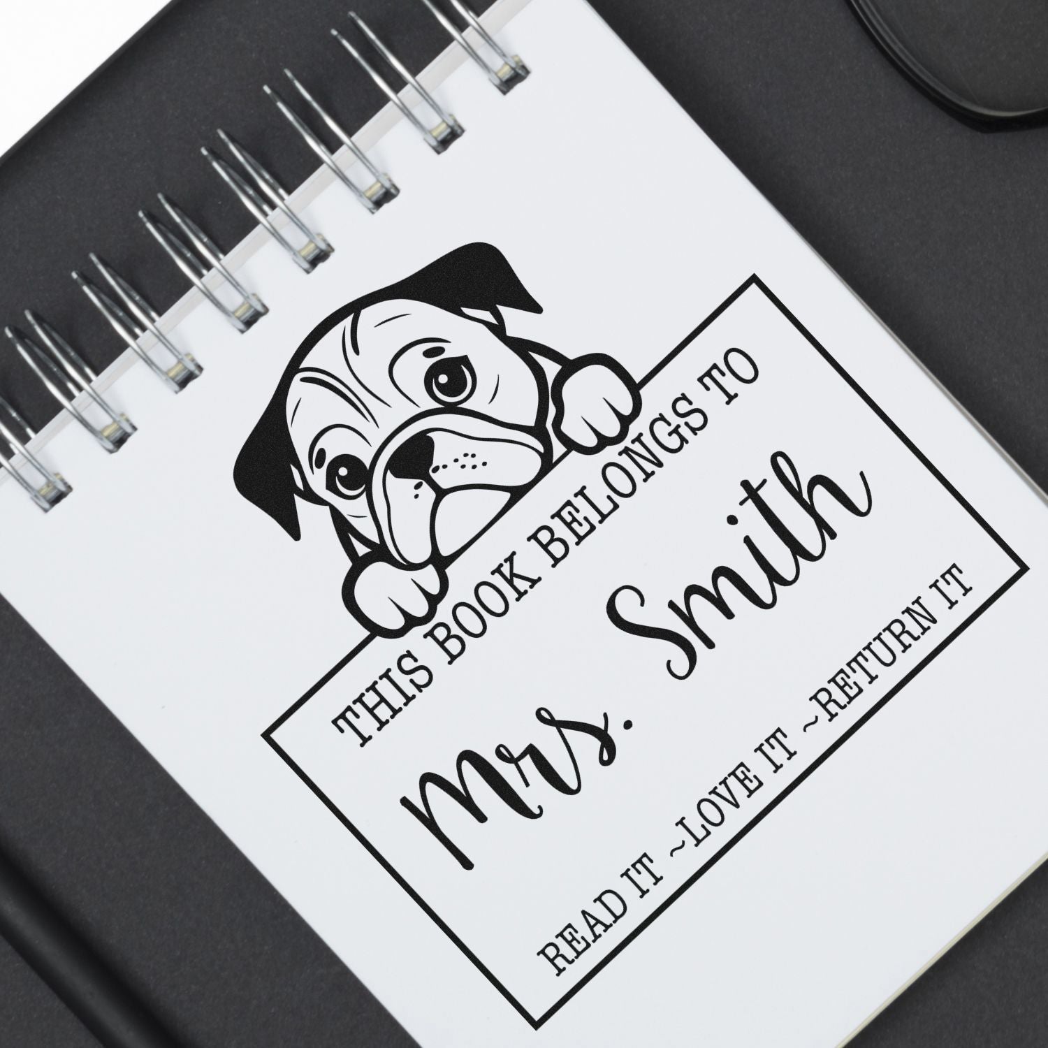 Pre-Inked English Bulldog Custom Read It Love It Return It For Schools Stamp - Engineer Seal Stamps