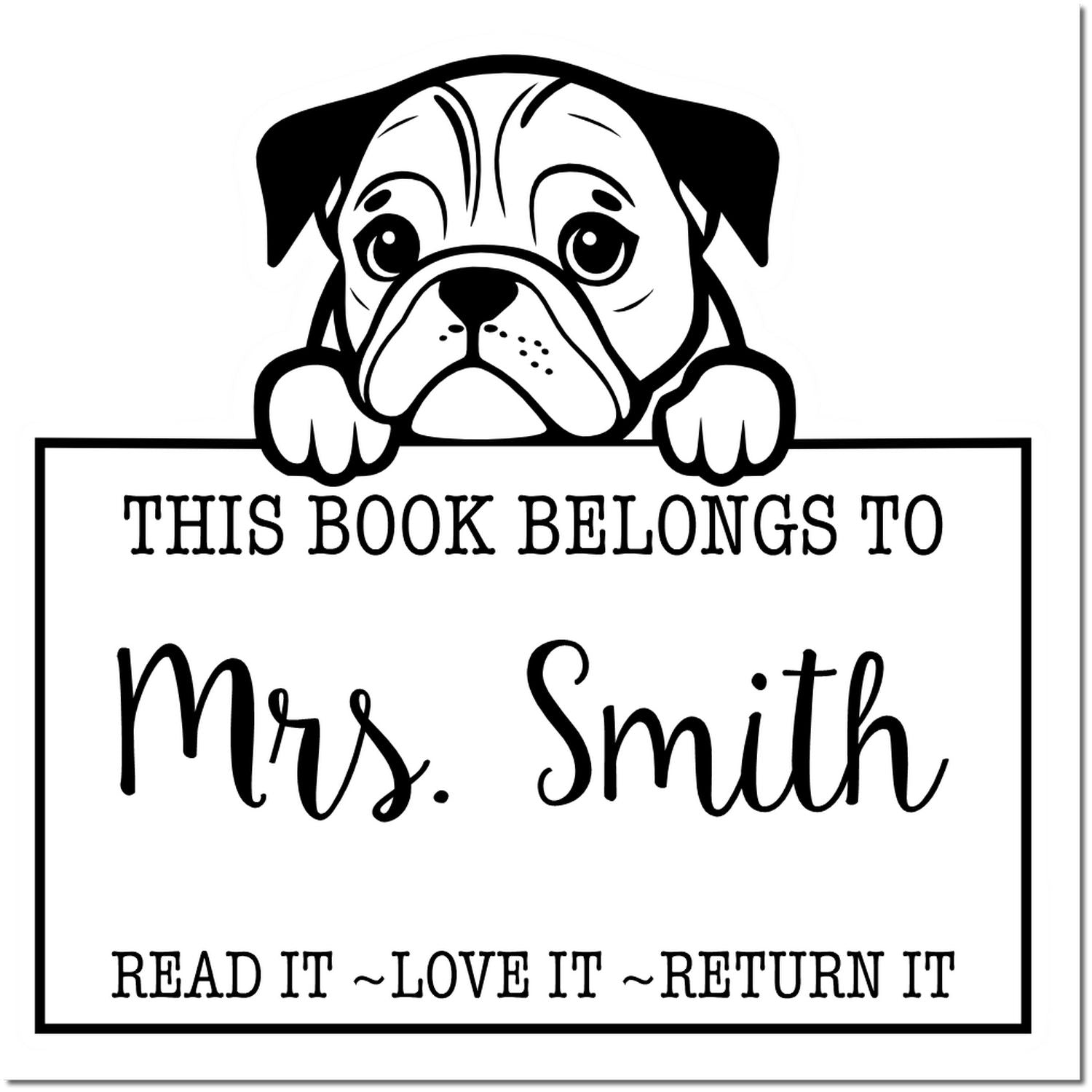 Slim English Bulldog Custom-Made Personal Library Stamp - Engineer Seal Stamps