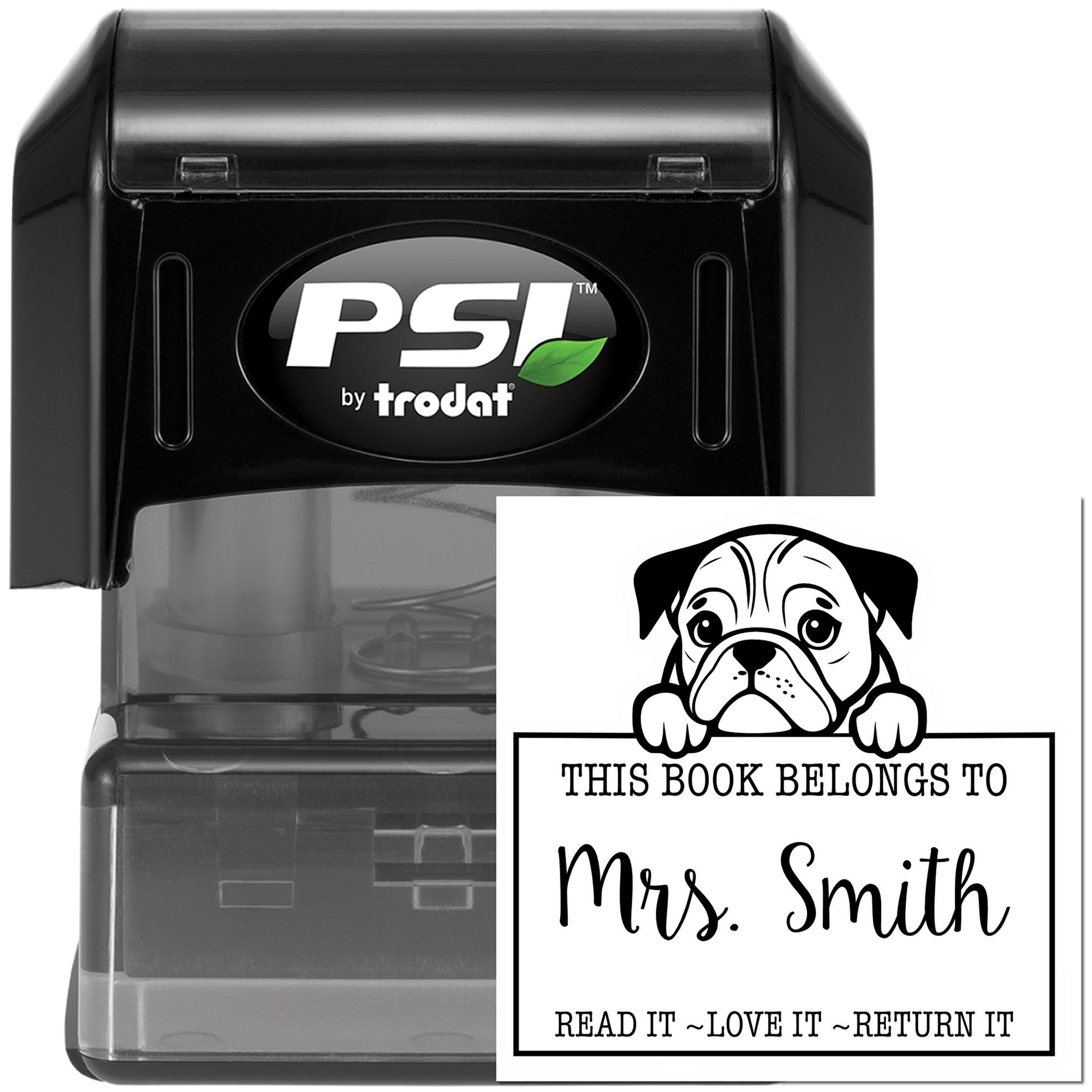 Pre-Inked English Bulldog Custom Read It Love It Return It For Schools Stamp - Engineer Seal Stamps
