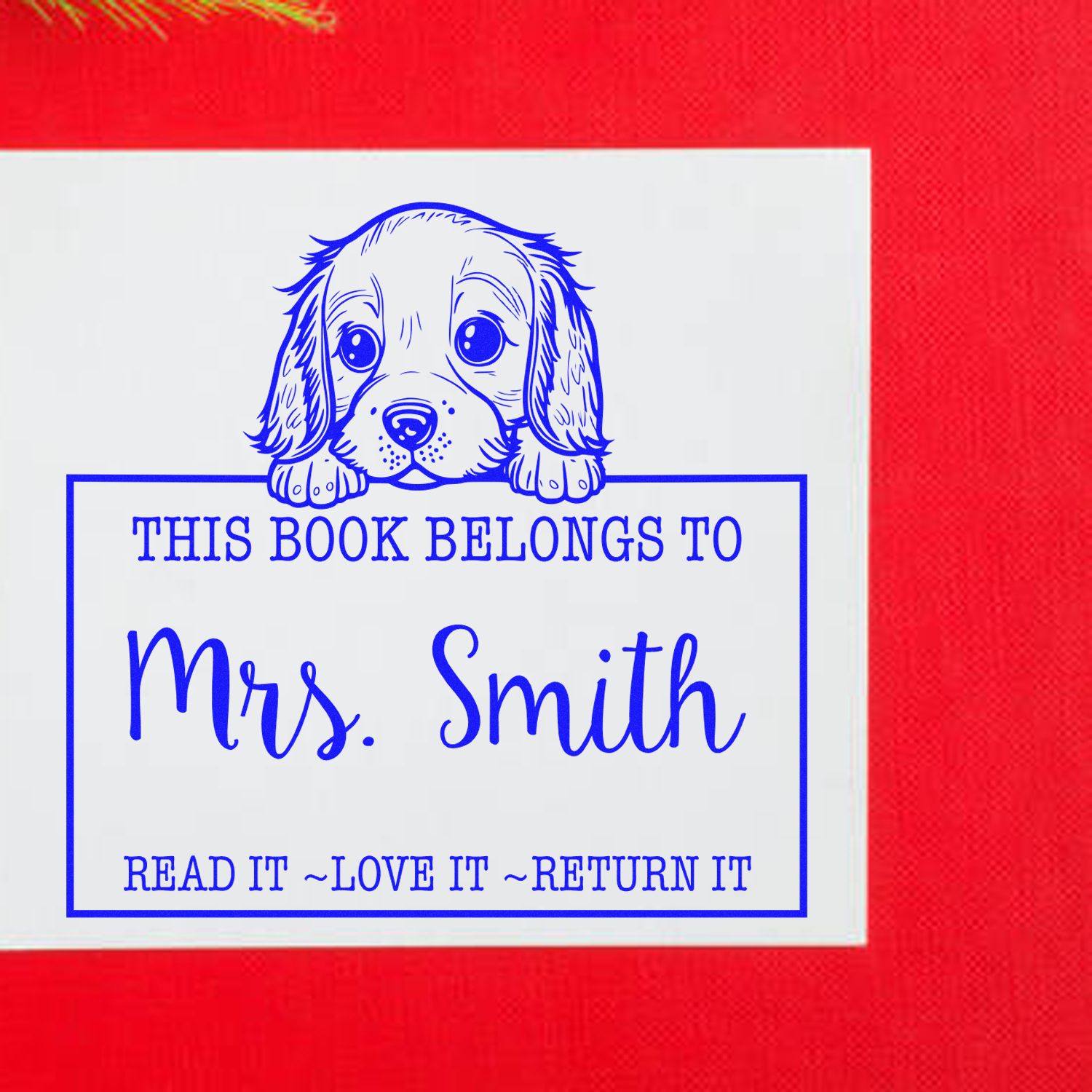 Slim English Cocker Spaniel Custom-Made Name For Books Stamp - Engineer Seal Stamps