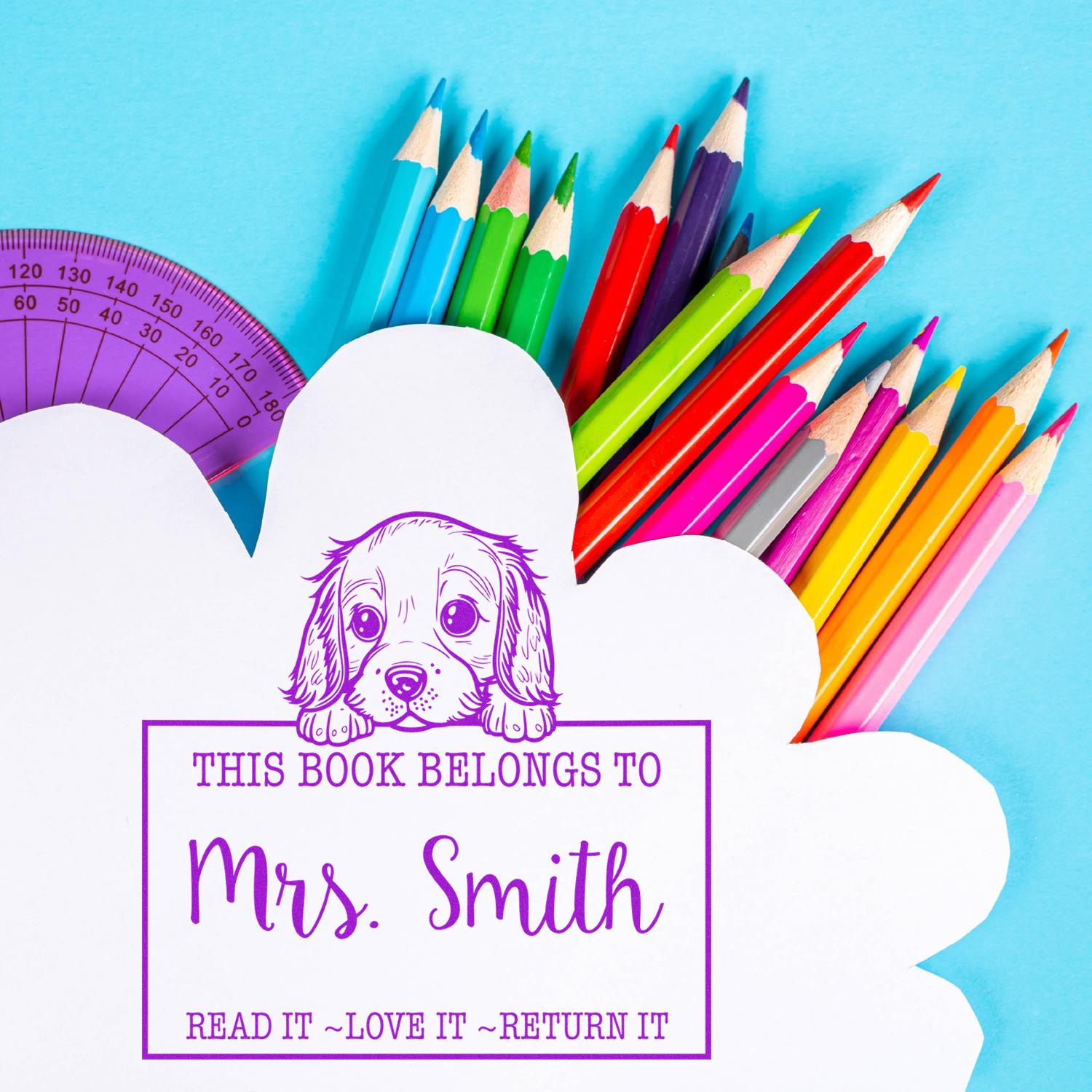 Slim English Cocker Spaniel Custom-Made Name For Books Stamp - Engineer Seal Stamps