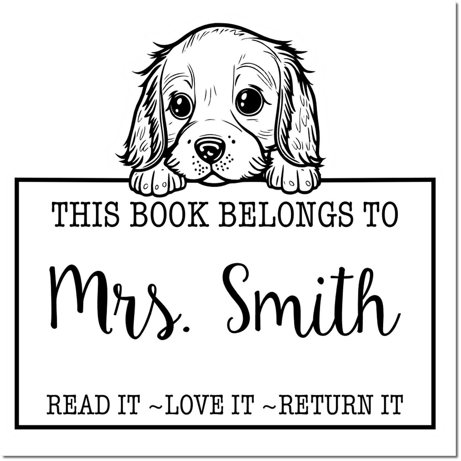 Slim English Cocker Spaniel Custom-Made Name For Books Stamp - Engineer Seal Stamps